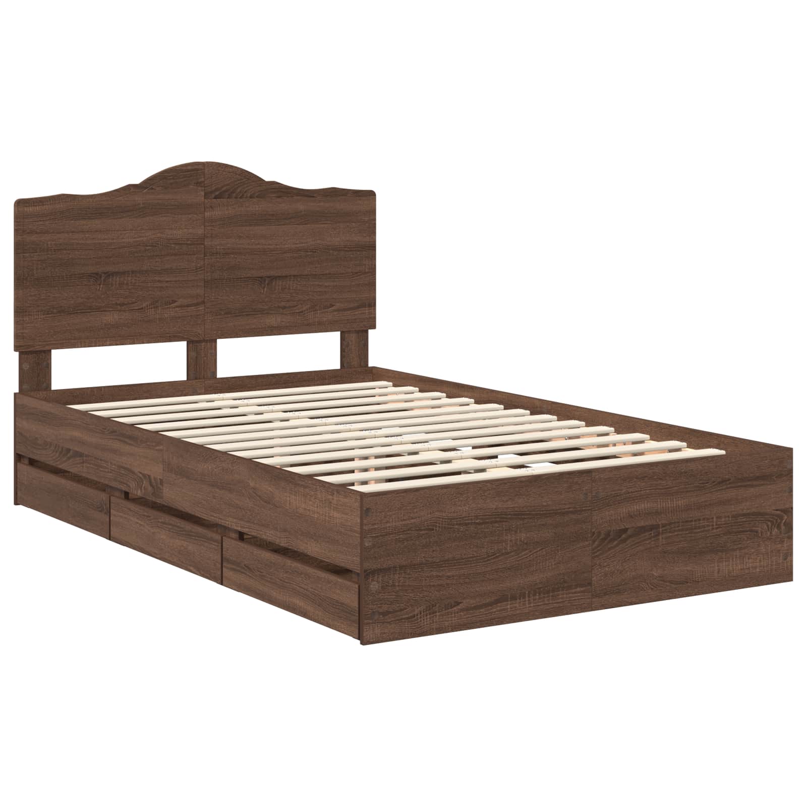 Bedframe met lade Bruin eiken 135 x 190 cm Ingenieurshout is nu te koop bij PeponiXL, paradijselijk wonen!