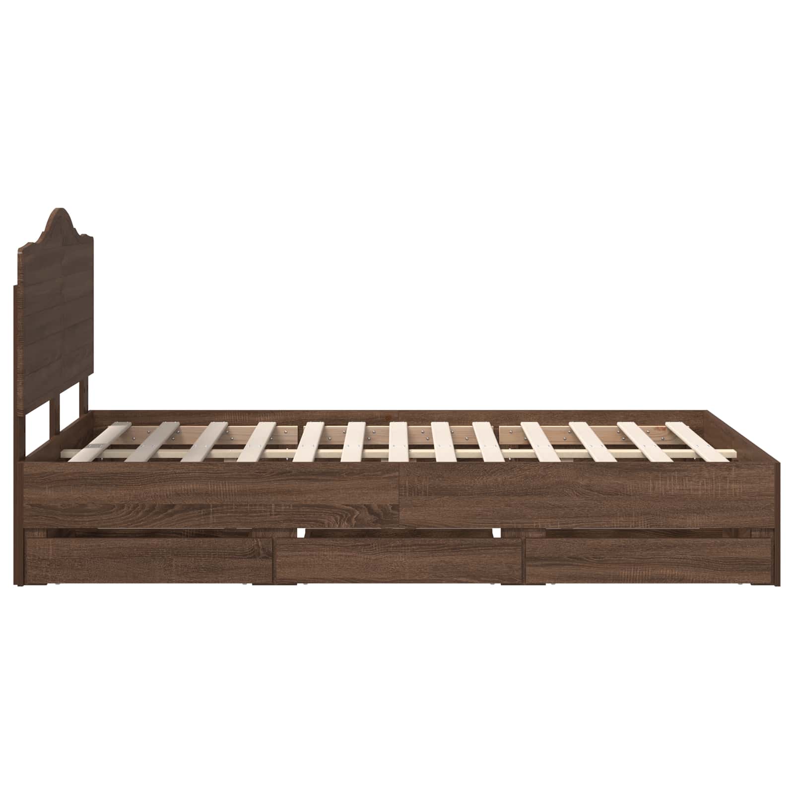 Bedframe met lade Bruin eiken 135 x 190 cm Ingenieurshout is nu te koop bij PeponiXL, paradijselijk wonen!
