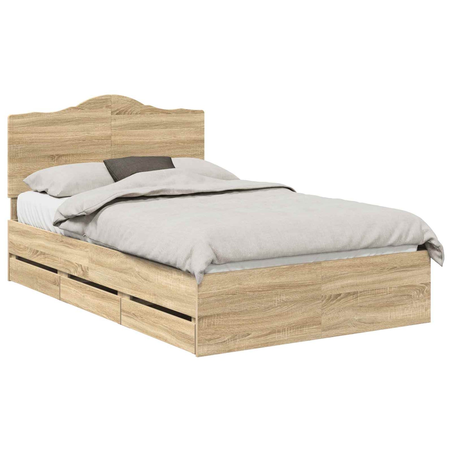 Bedframe met lade Sonoma Eiken 120 x 200 cm Ingenieurshout is nu te koop bij PeponiXL, paradijselijk wonen!