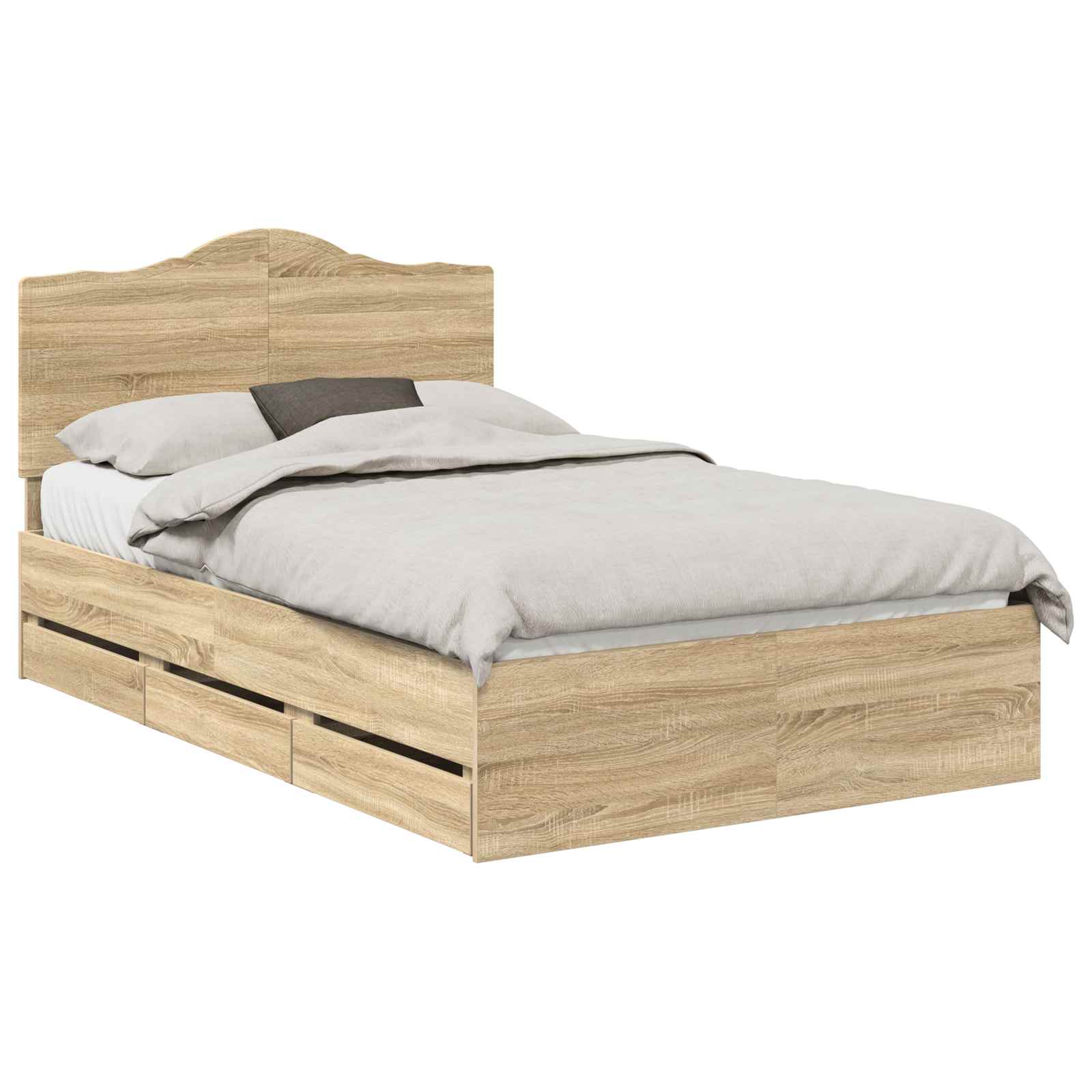 Bedframe met lade Sonoma Eiken 120 x 200 cm Ingenieurshout is nu te koop bij PeponiXL, paradijselijk wonen!