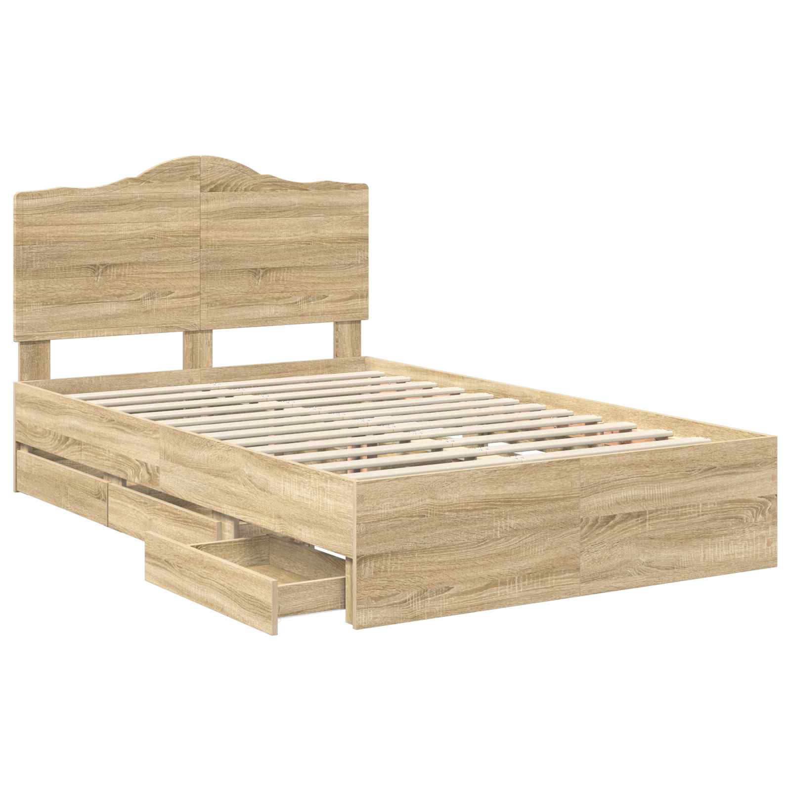 Bedframe met lade Sonoma Eiken 120 x 200 cm Ingenieurshout is nu te koop bij PeponiXL, paradijselijk wonen!