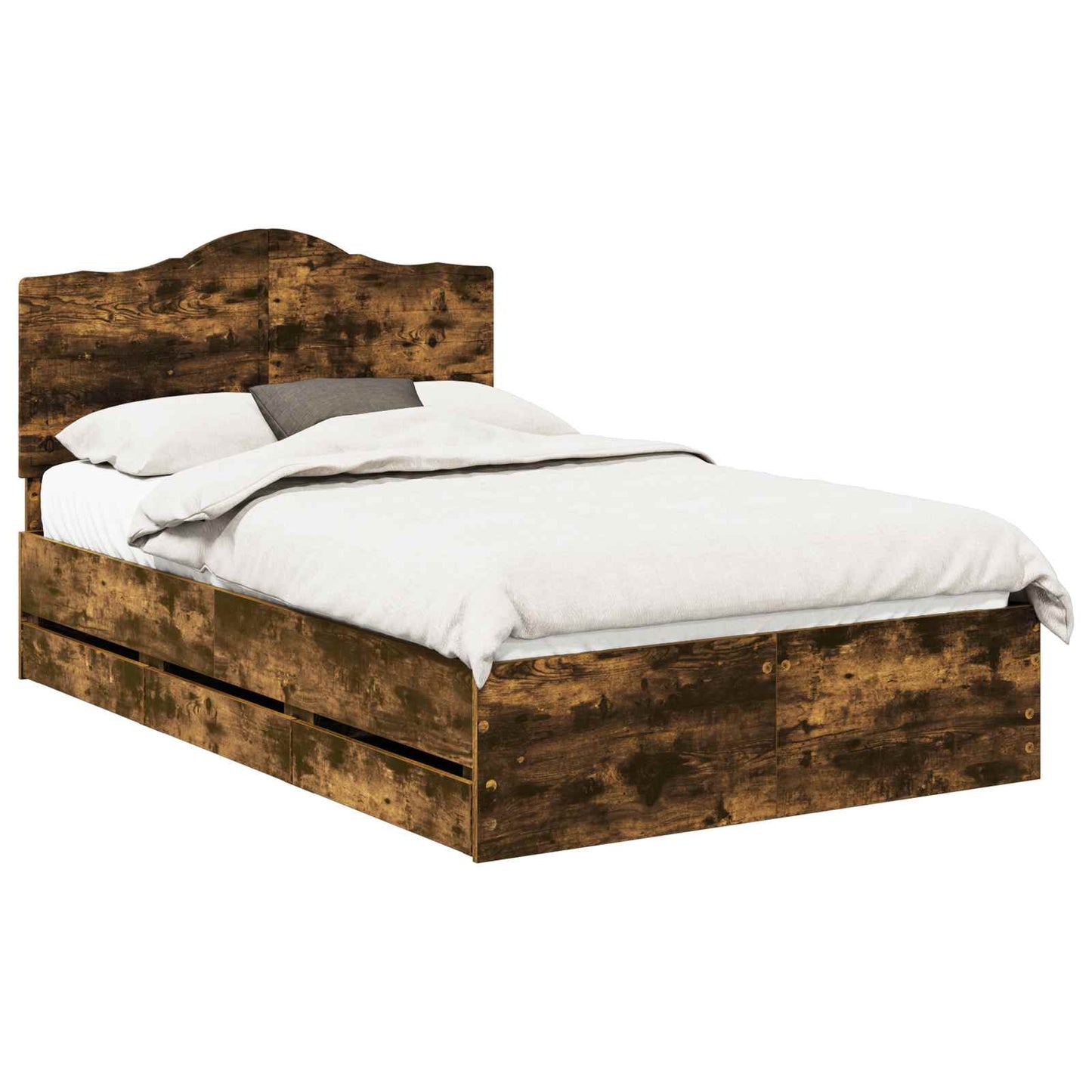 Bedframe met lade Gerookte Eik 120 x 200 cm Ingenieurshout is nu te koop bij PeponiXL, paradijselijk wonen!