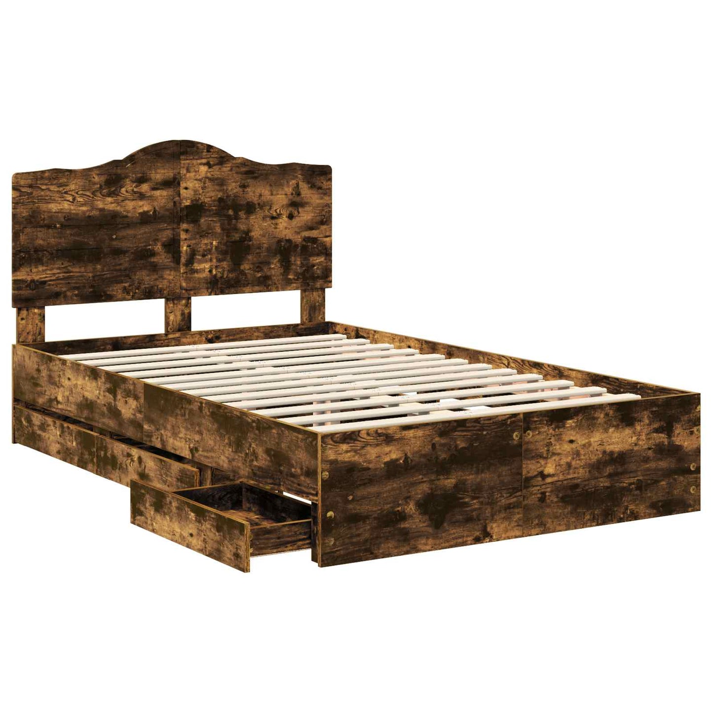 Bedframe met lade Gerookte Eik 120 x 200 cm Ingenieurshout is nu te koop bij PeponiXL, paradijselijk wonen!