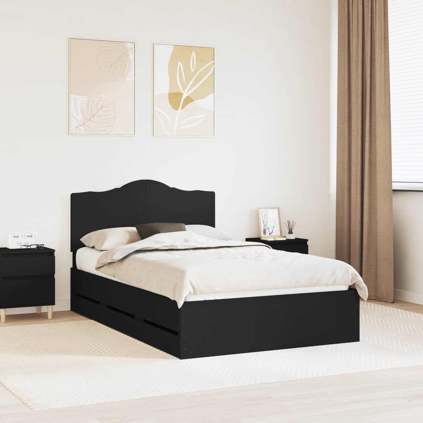 Bedframe met lade met opslag Zwart 120 x 190 cm Ingenieurshout is nu te koop bij PeponiXL, paradijselijk wonen!