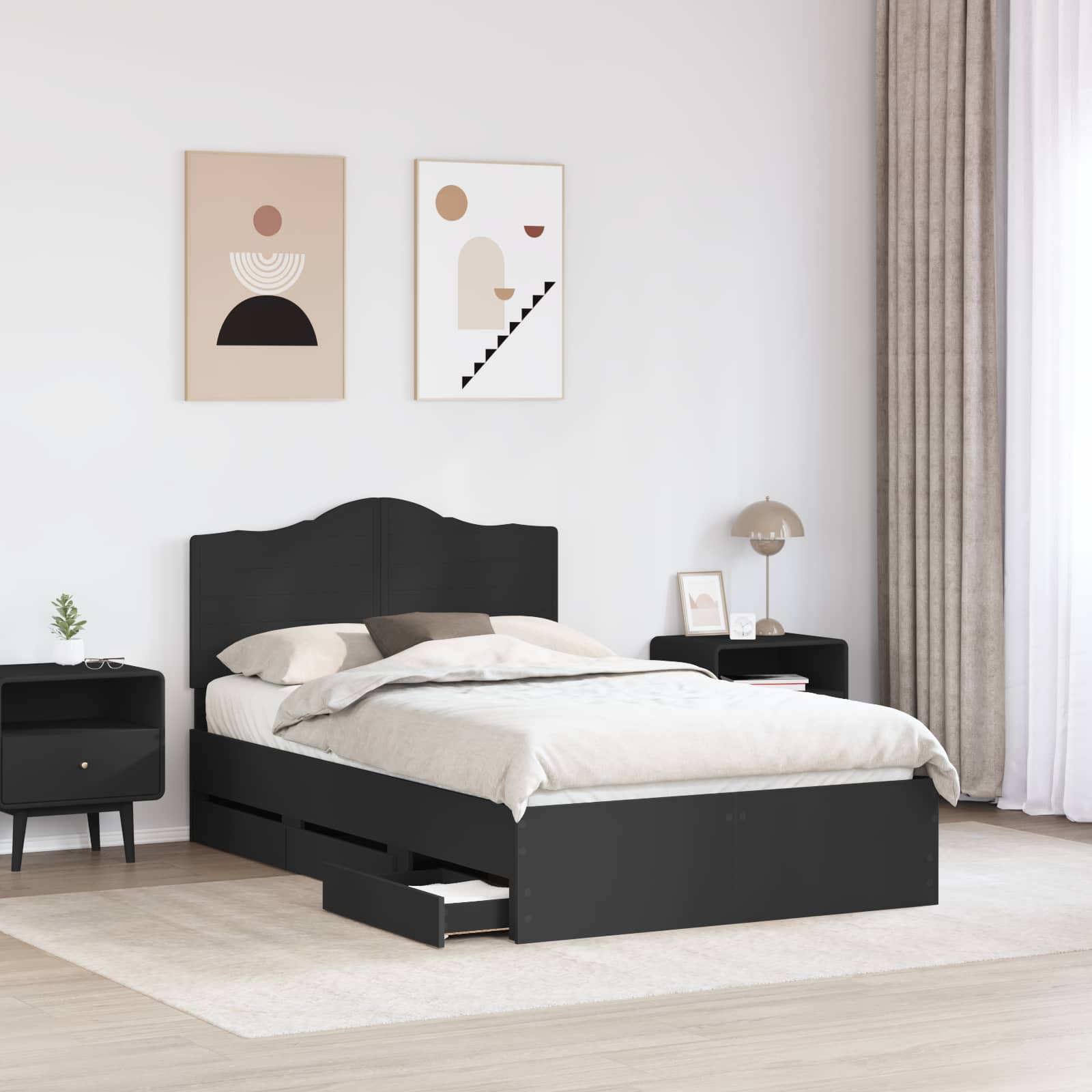 Bedframe met lade met opslag Zwart 120 x 190 cm Ingenieurshout is nu te koop bij PeponiXL, paradijselijk wonen!