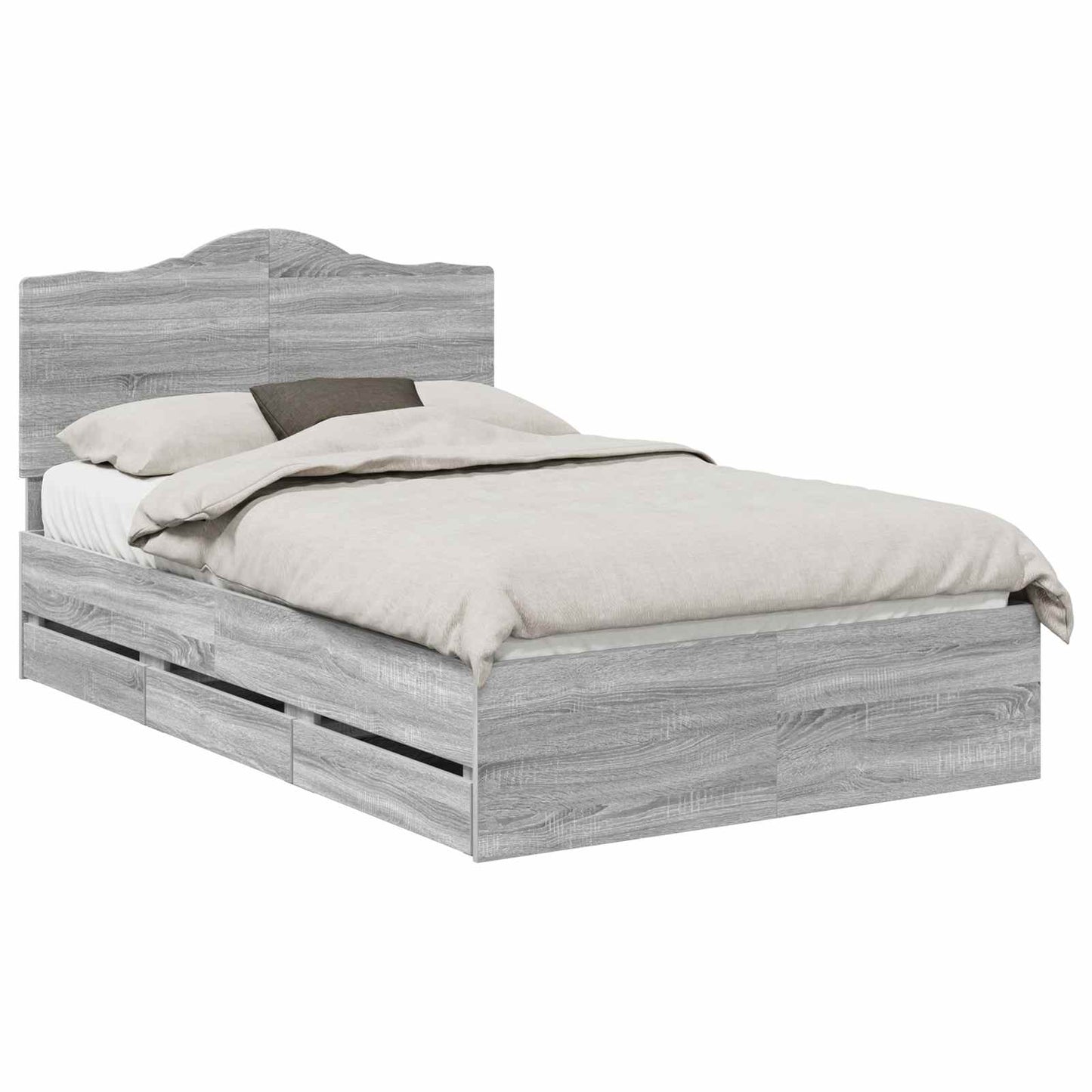 Bedframe met lade Grijze Sonoma 120 x 190 cm Ingenieurshout is nu te koop bij PeponiXL, paradijselijk wonen!