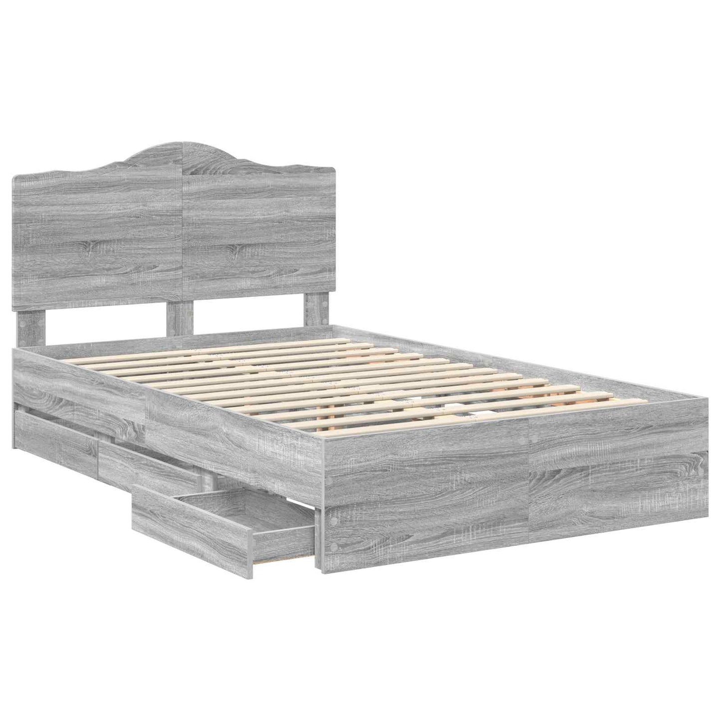 Bedframe met lade Grijze Sonoma 120 x 190 cm Ingenieurshout is nu te koop bij PeponiXL, paradijselijk wonen!