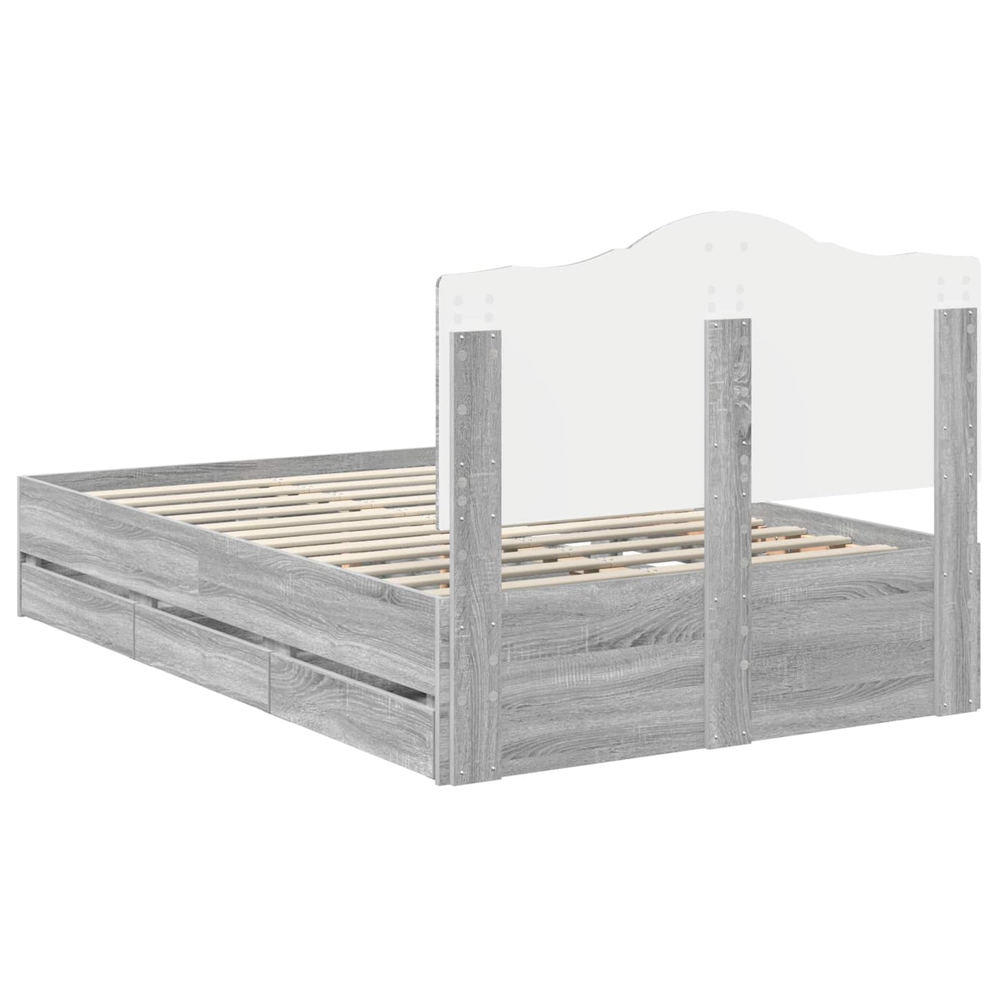 Bedframe met lade Grijze Sonoma 120 x 190 cm Ingenieurshout is nu te koop bij PeponiXL, paradijselijk wonen!