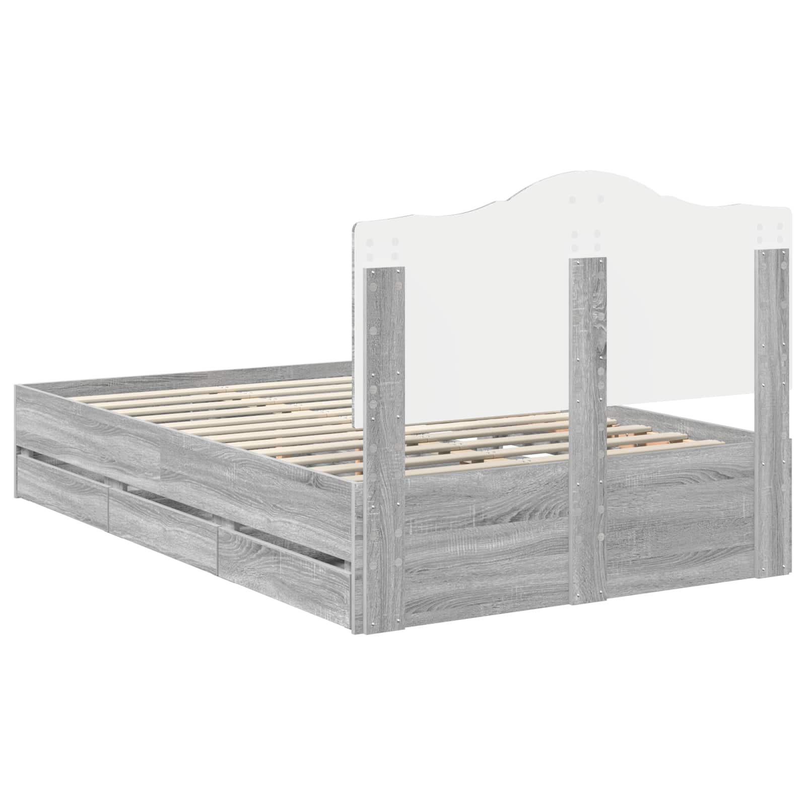 Bedframe met lade Grijze Sonoma 120 x 190 cm Ingenieurshout is nu te koop bij PeponiXL, paradijselijk wonen!