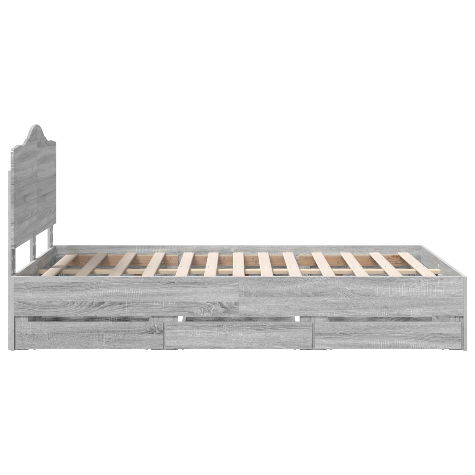 Bedframe met lade Grijze Sonoma 120 x 190 cm Ingenieurshout is nu te koop bij PeponiXL, paradijselijk wonen!
