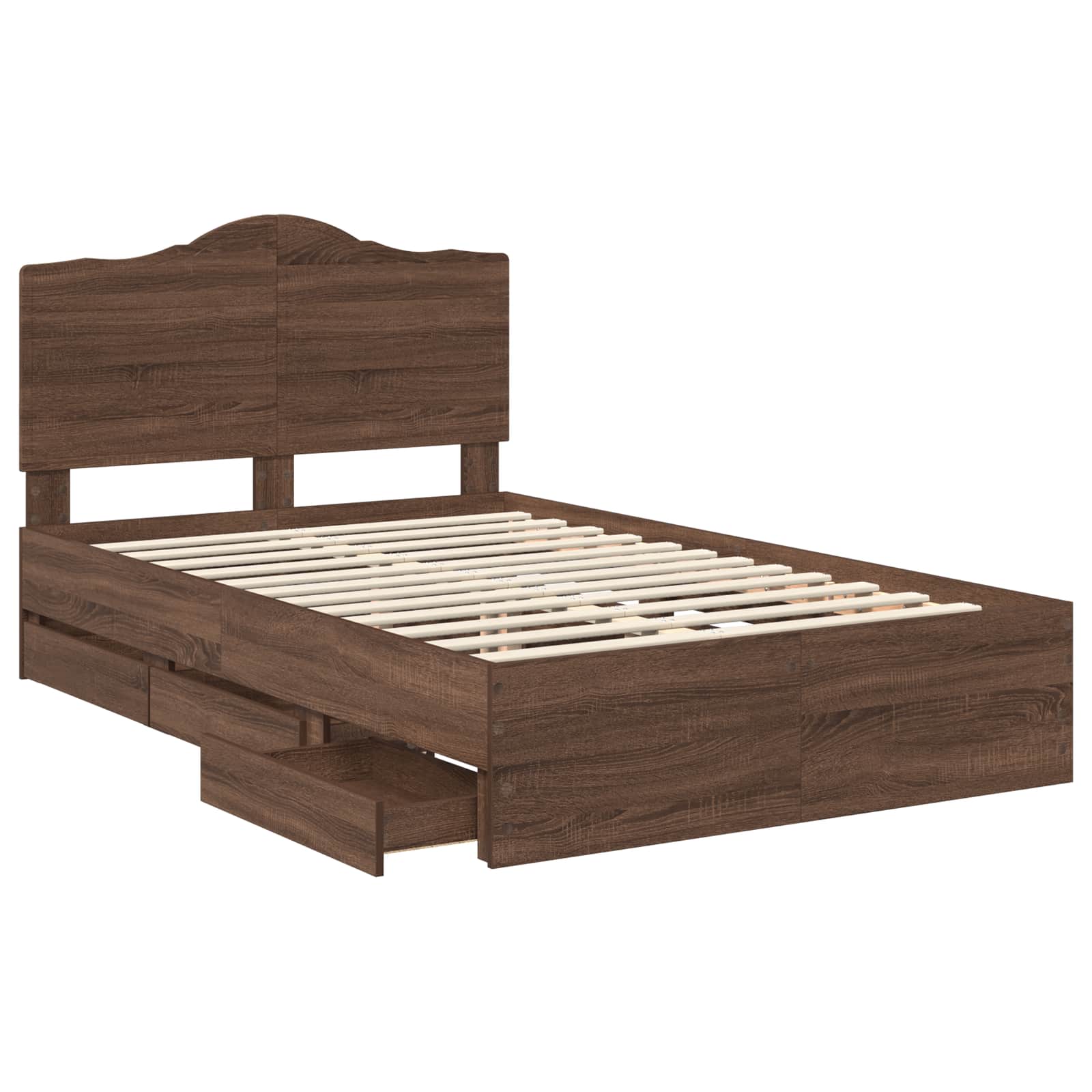Bedframe met lade Bruine eik 120 x 190 cm Ingenieurshout is nu te koop bij PeponiXL, paradijselijk wonen!