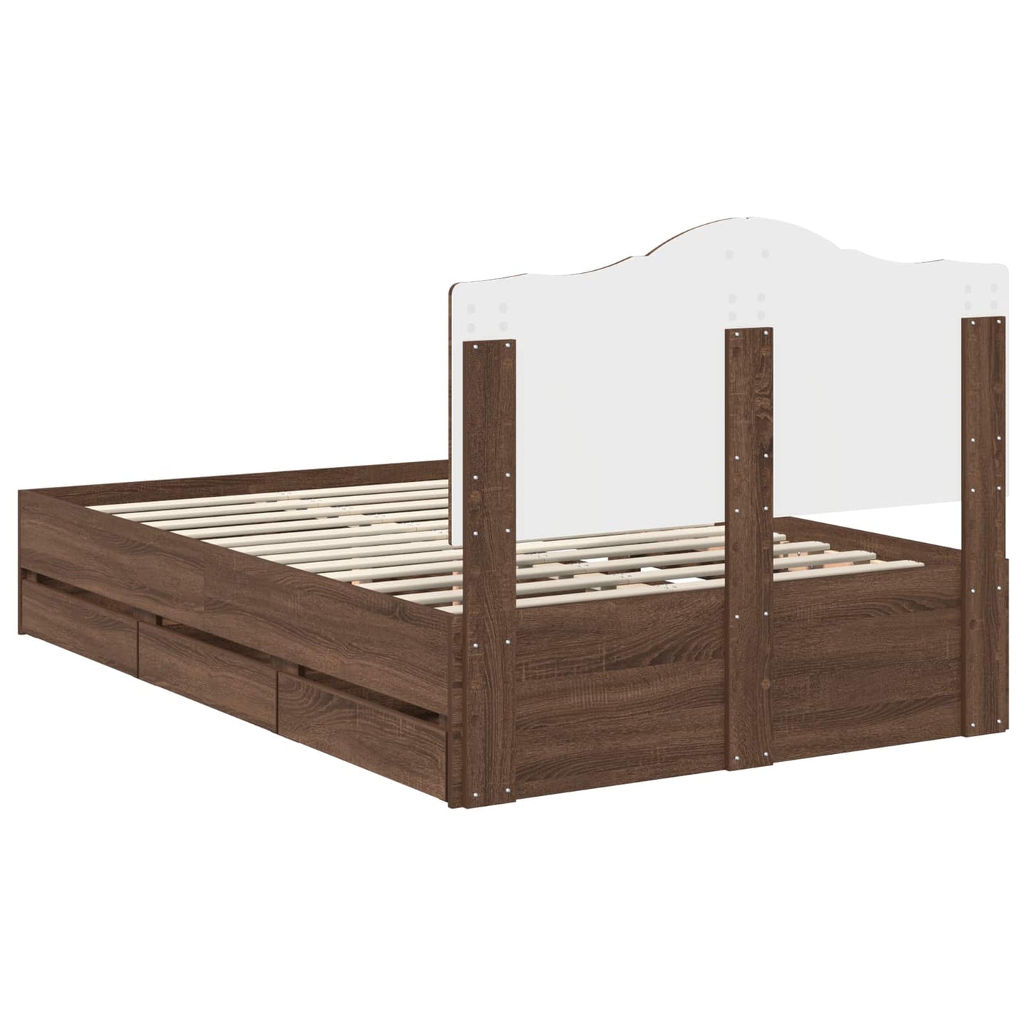 Bedframe met lade Bruine eik 120 x 190 cm Ingenieurshout is nu te koop bij PeponiXL, paradijselijk wonen!
