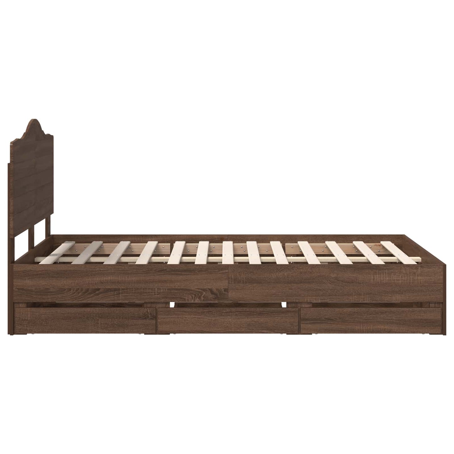Bedframe met lade Bruine eik 120 x 190 cm Ingenieurshout is nu te koop bij PeponiXL, paradijselijk wonen!
