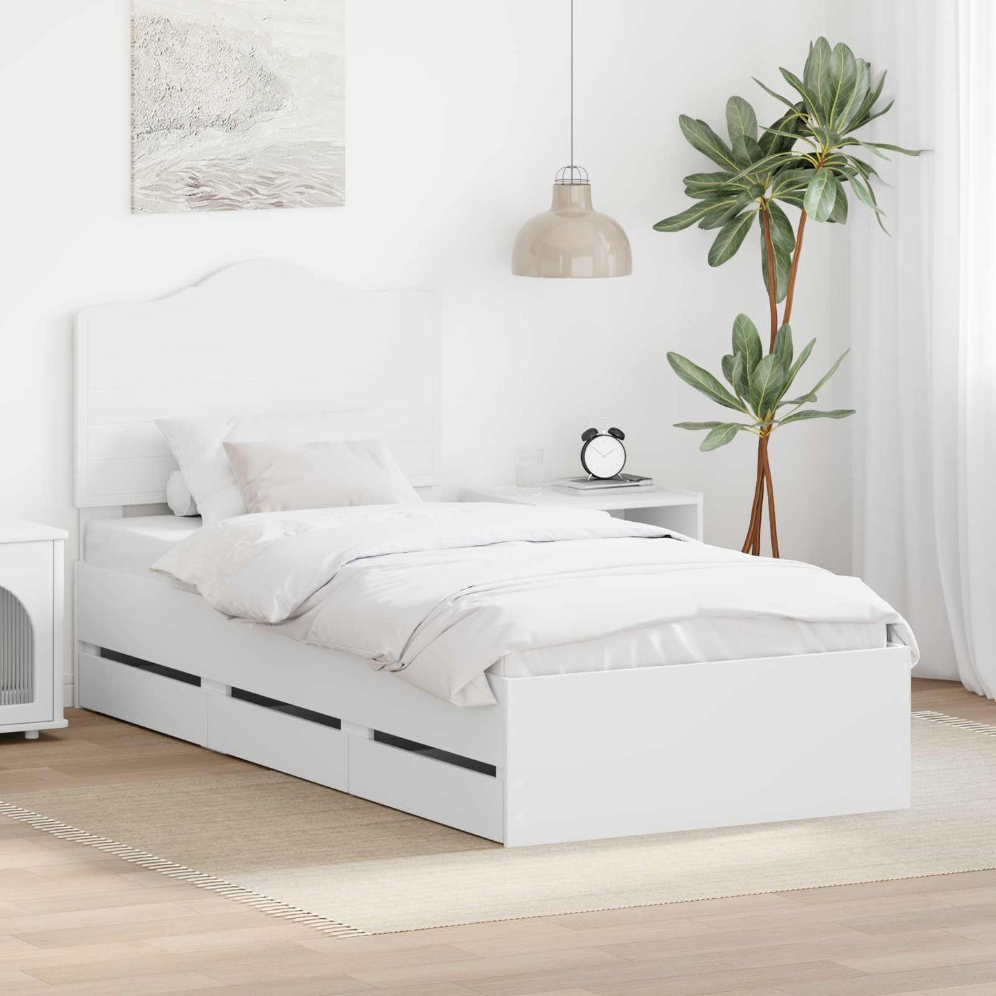 Bedframe met lade met opslag Wit 100 x 200 cm Ingenieurshout is nu te koop bij PeponiXL, paradijselijk wonen!