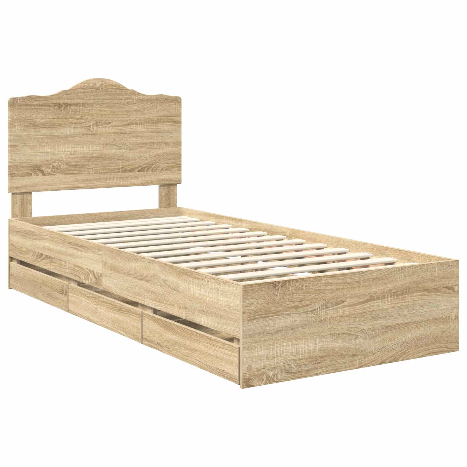Bedframe met lade Sonoma Eiken 100 x 200 cm Ingenieurshout is nu te koop bij PeponiXL, paradijselijk wonen!