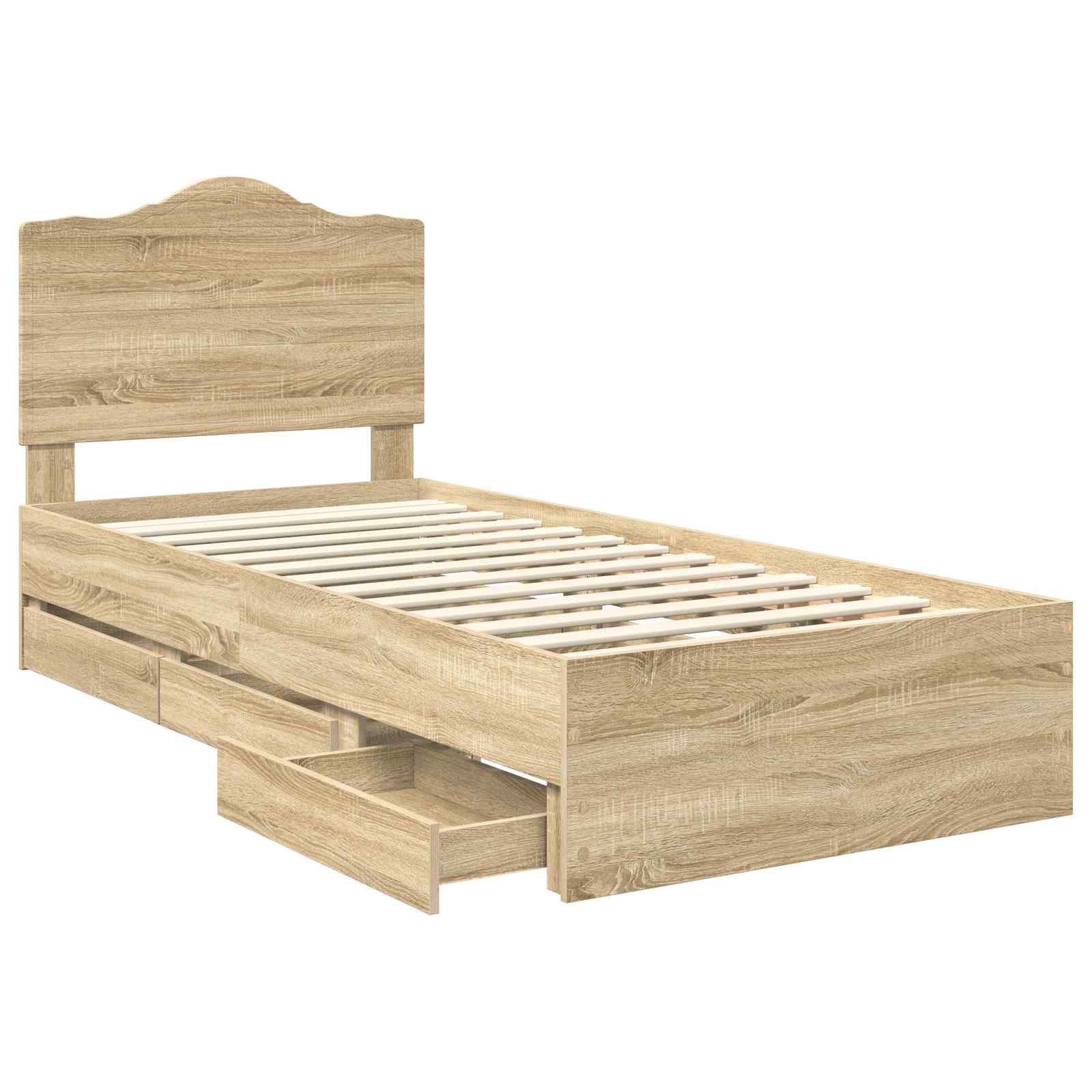 Bedframe met lade Sonoma Eiken 100 x 200 cm Ingenieurshout is nu te koop bij PeponiXL, paradijselijk wonen!