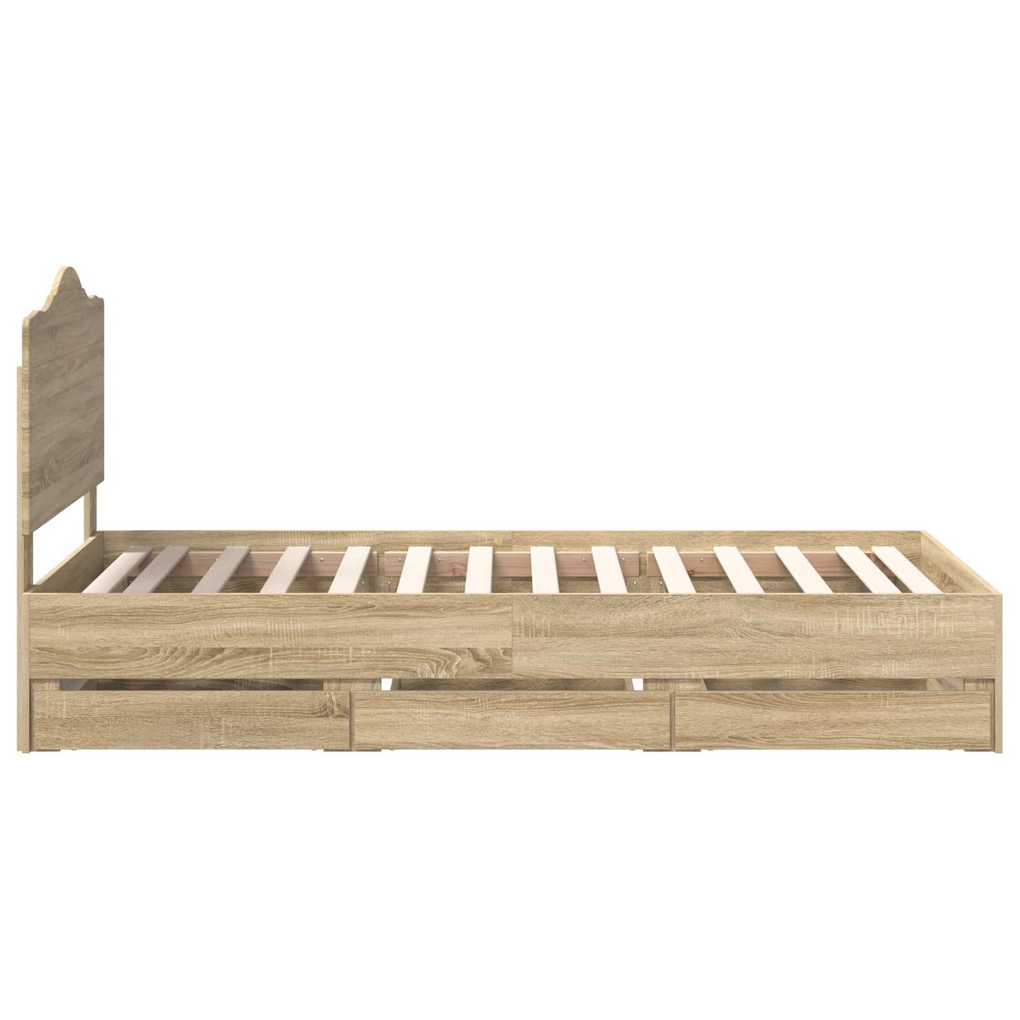 Bedframe met lade Sonoma Eiken 100 x 200 cm Ingenieurshout is nu te koop bij PeponiXL, paradijselijk wonen!