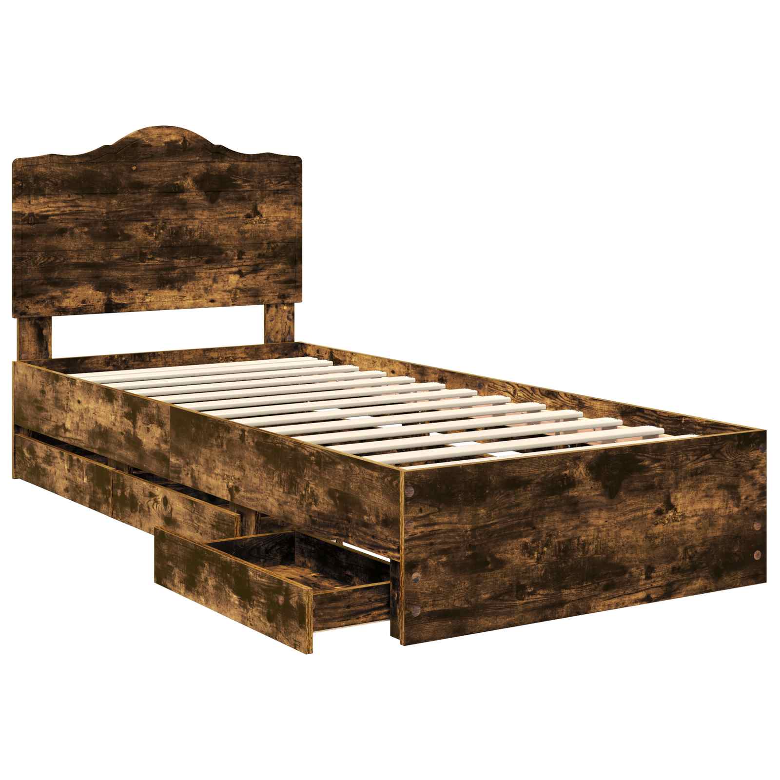 Bedframe met lade Gerookte Eik 100 x 200 cm Ingenieurshout is nu te koop bij PeponiXL, paradijselijk wonen!