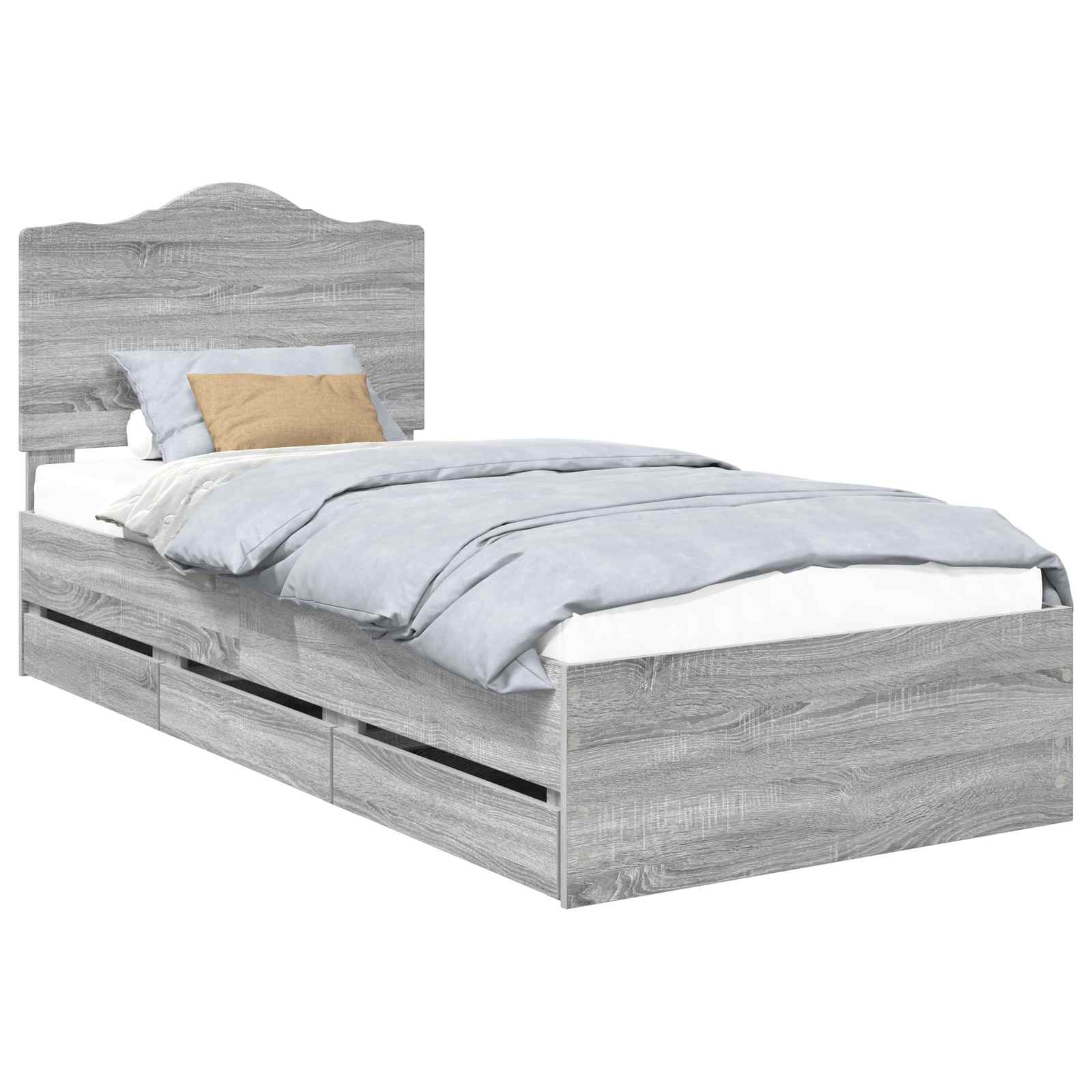 Bedframe met lade Grijze Sonoma 100 x 200 cm Ingenieurshout is nu te koop bij PeponiXL, paradijselijk wonen!