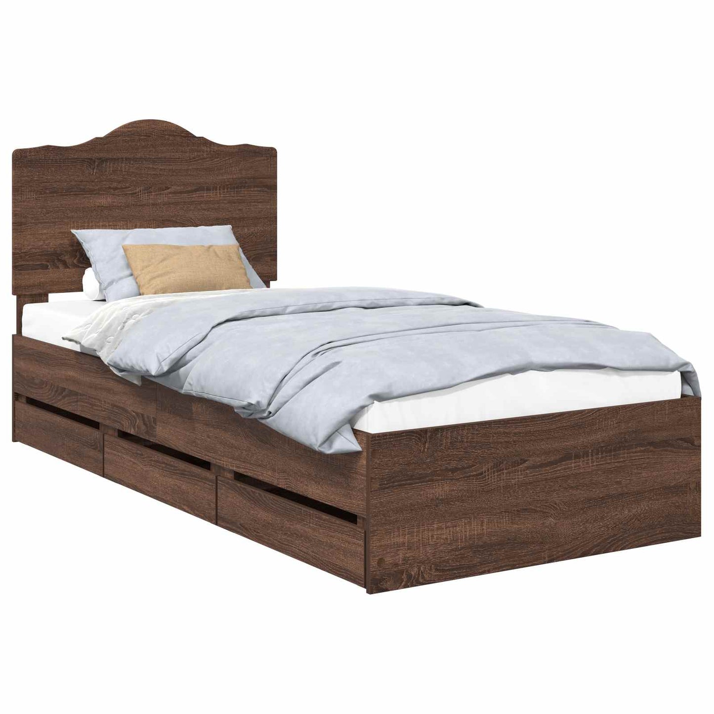 Bedframe met lade Bruine eik 100 x 200 cm Ingenieurshout is nu te koop bij PeponiXL, paradijselijk wonen!