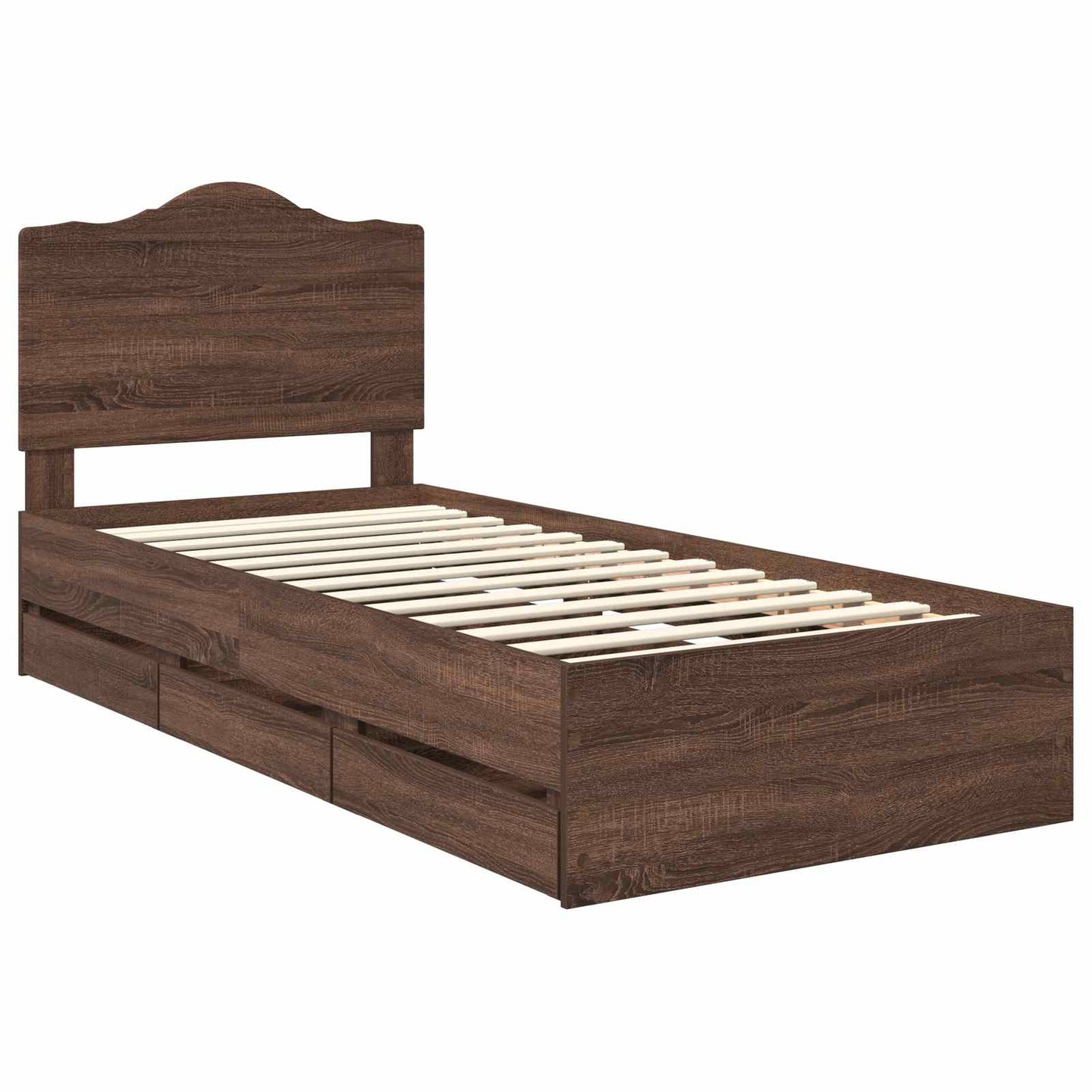 Bedframe met lade Bruine eik 100 x 200 cm Ingenieurshout is nu te koop bij PeponiXL, paradijselijk wonen!