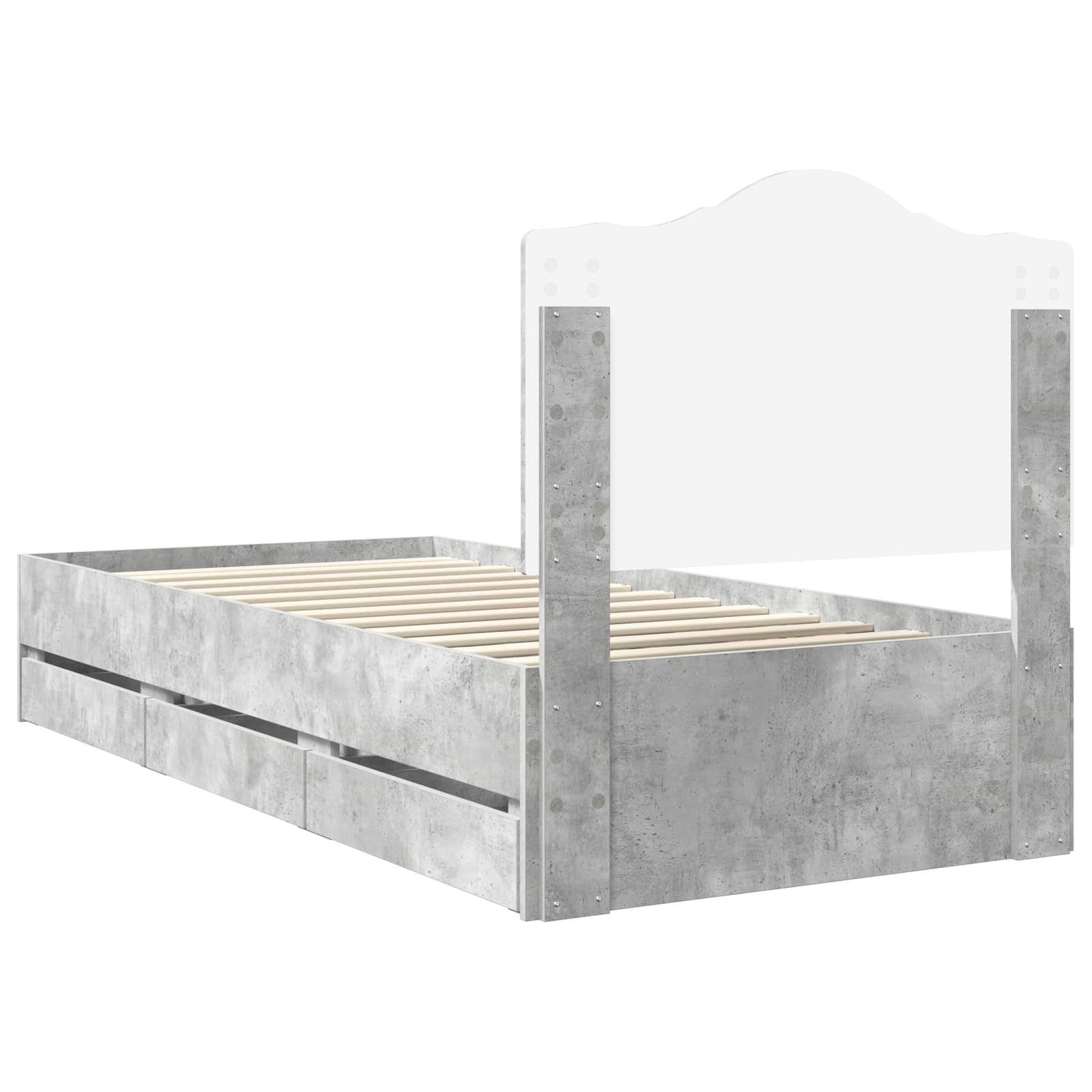 Bedframe met lade Beton Grijs 90 x 200 cm Ingenieurshout is nu te koop bij PeponiXL, paradijselijk wonen!
