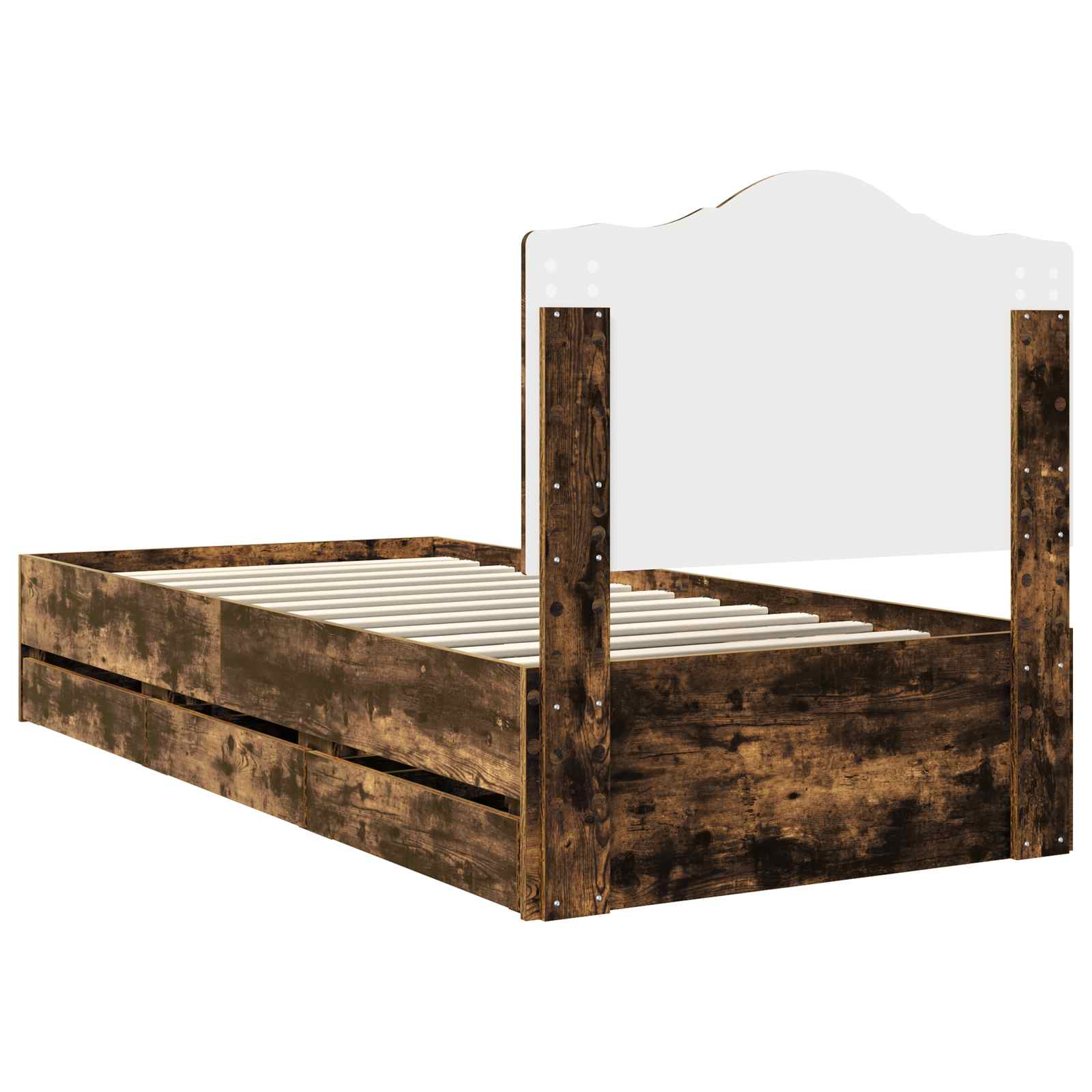 Bedframe met lade Gerookte Eik 90 x 200 cm Ingenieurshout is nu te koop bij PeponiXL, paradijselijk wonen!