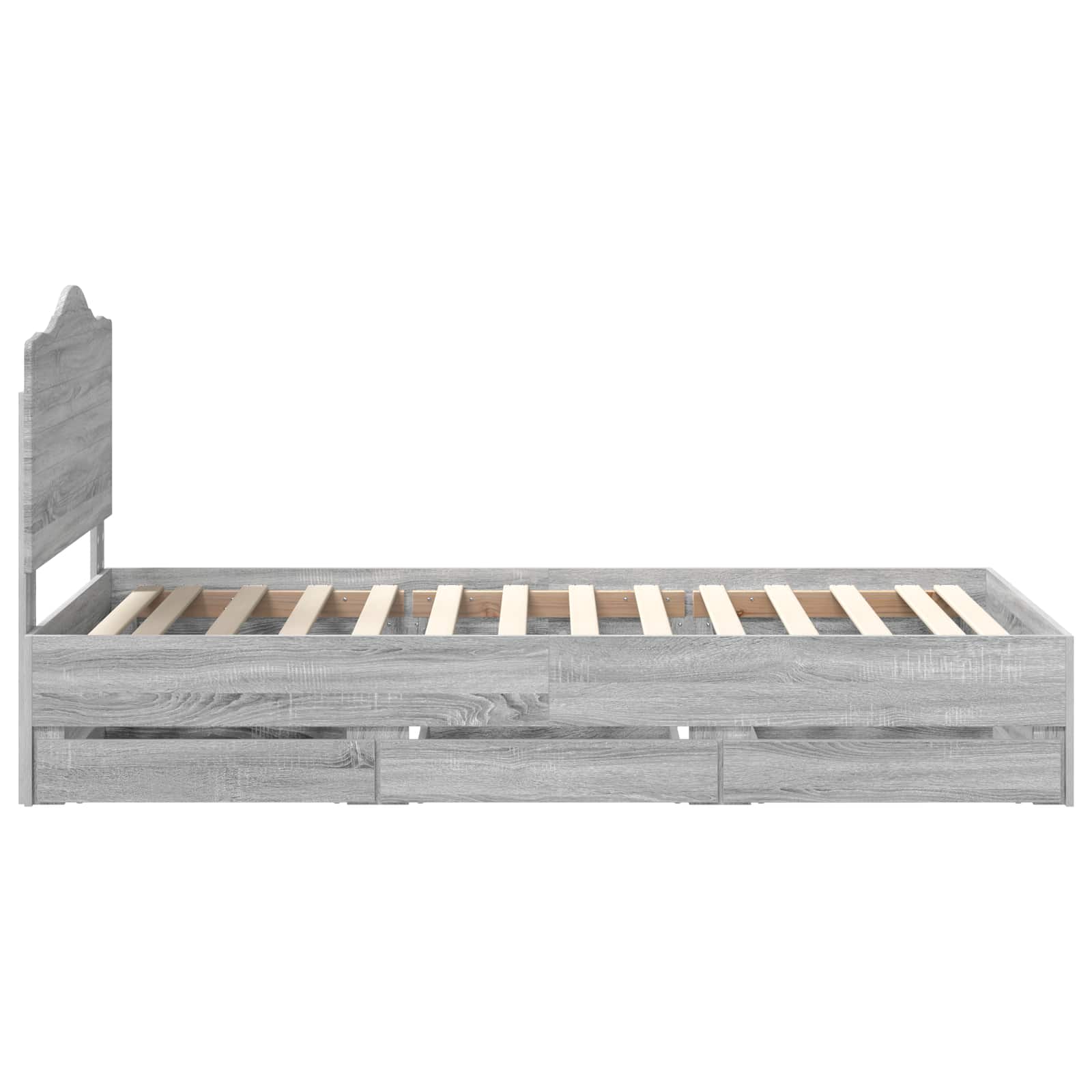 Bedframe met lade Grijze Sonoma 90 x 200 cm Ingenieurshout is nu te koop bij PeponiXL, paradijselijk wonen!