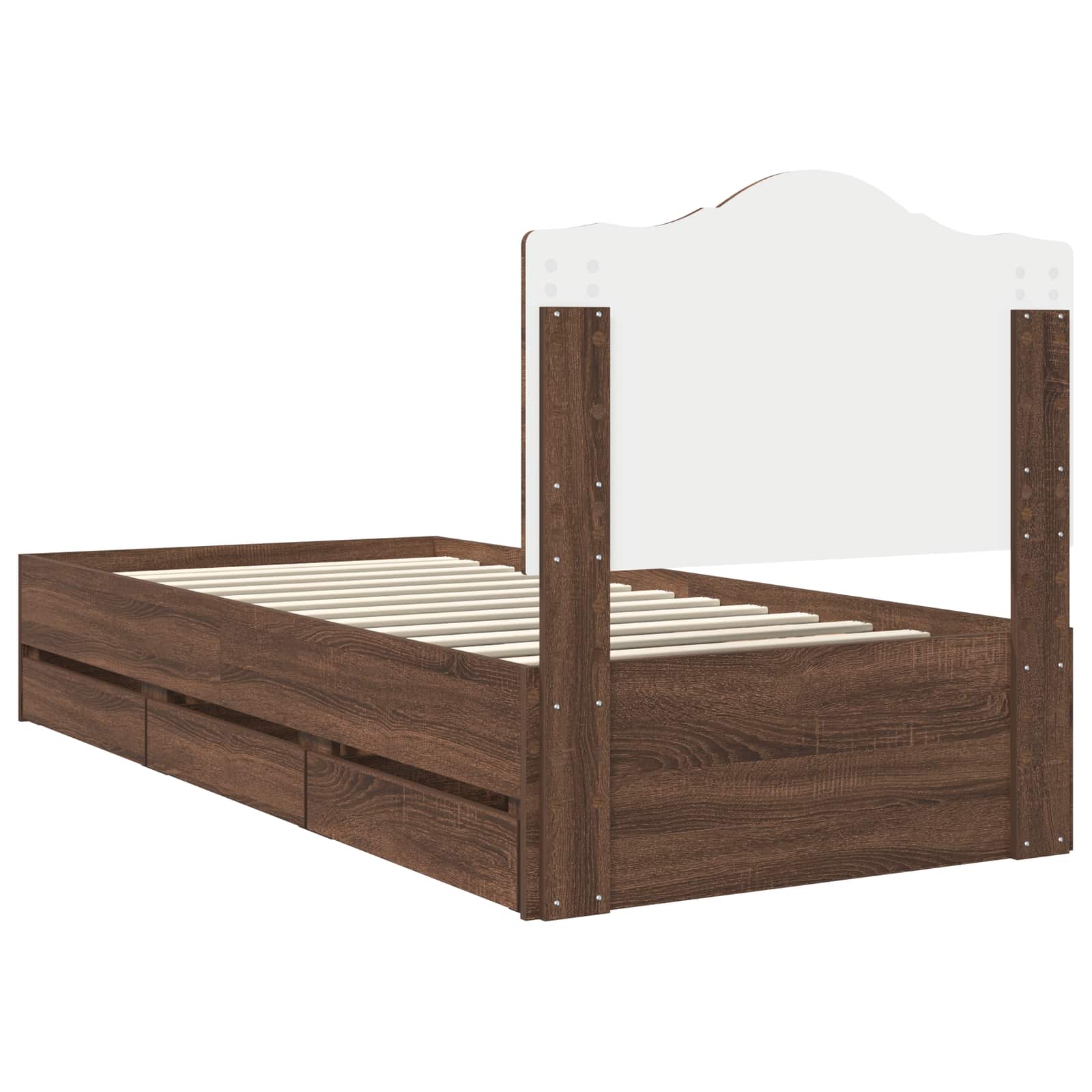 Bedframe met lade Bruine eik 90 x 200 cm Ingenieurshout is nu te koop bij PeponiXL, paradijselijk wonen!