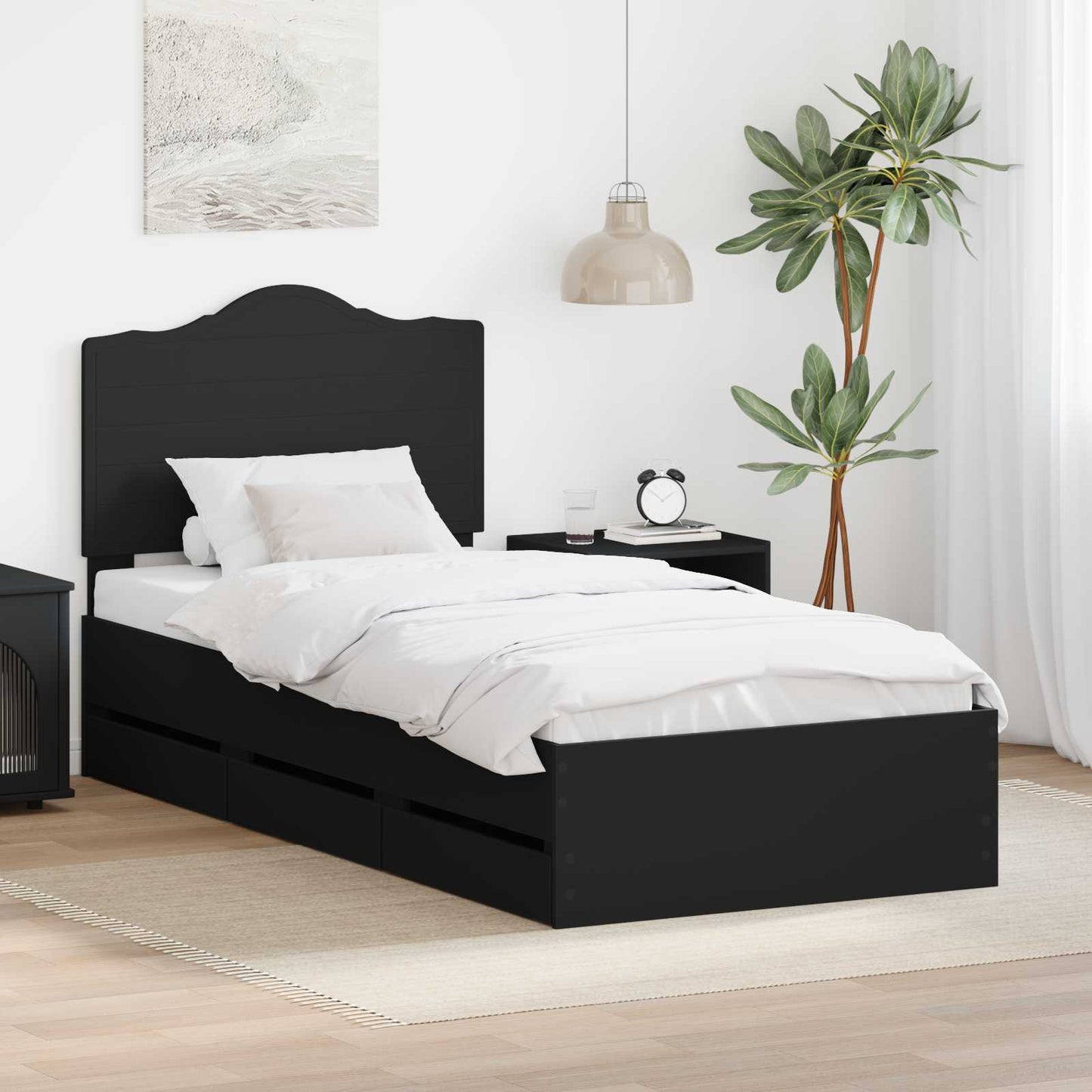 Bedframe met lade met opslag Zwart 90 x 190 cm Ingenieurshout is nu te koop bij PeponiXL, paradijselijk wonen!