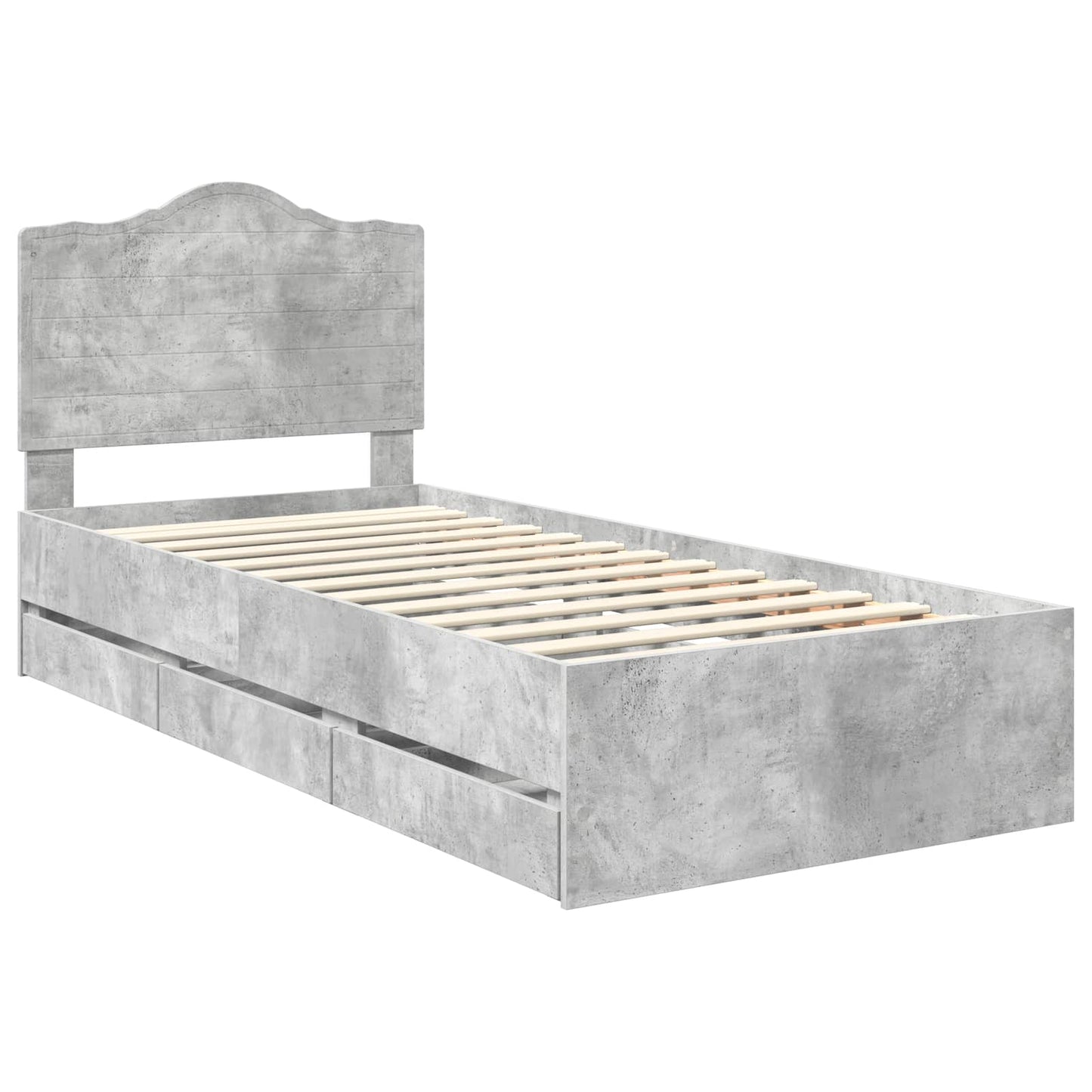 Bedframe met lade Beton Grijs 90 x 190 cm Ingenieurshout is nu te koop bij PeponiXL, paradijselijk wonen!