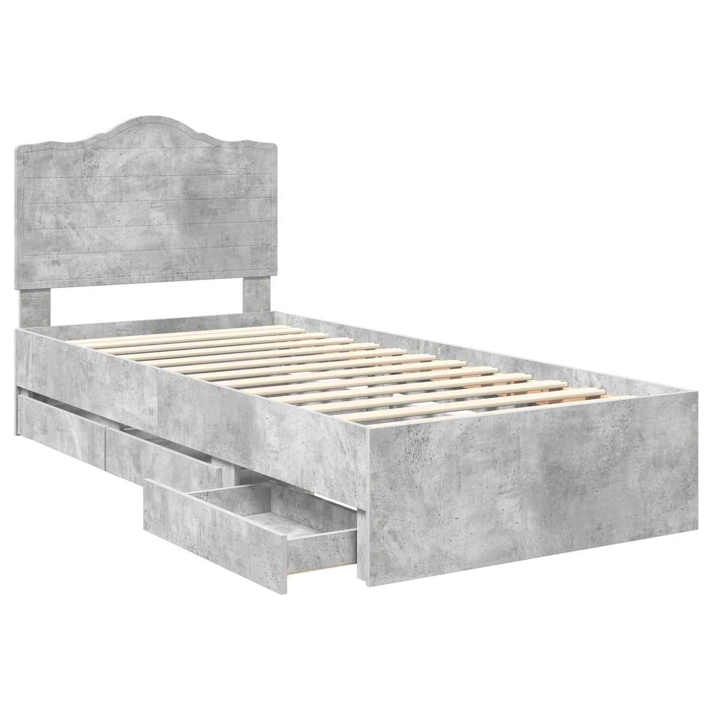 Bedframe met lade Beton Grijs 90 x 190 cm Ingenieurshout is nu te koop bij PeponiXL, paradijselijk wonen!