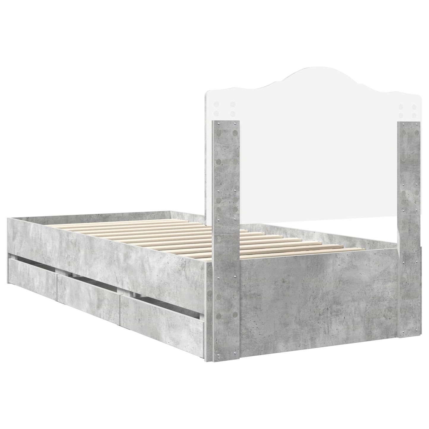 Bedframe met lade Beton Grijs 90 x 190 cm Ingenieurshout is nu te koop bij PeponiXL, paradijselijk wonen!