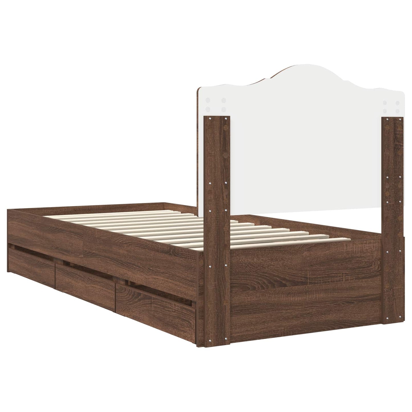 Bedframe met lade Bruine eik 90 x 190 cm Ingenieurshout is nu te koop bij PeponiXL, paradijselijk wonen!