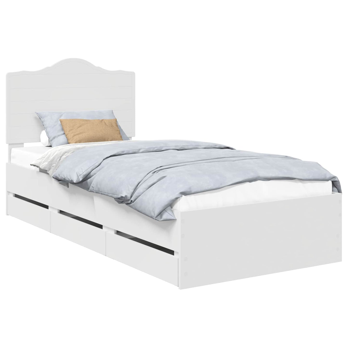 Bedframe met lade met hoofdeinde Wit 75 x 190 cm Ingenieurshout is nu te koop bij PeponiXL, paradijselijk wonen!
