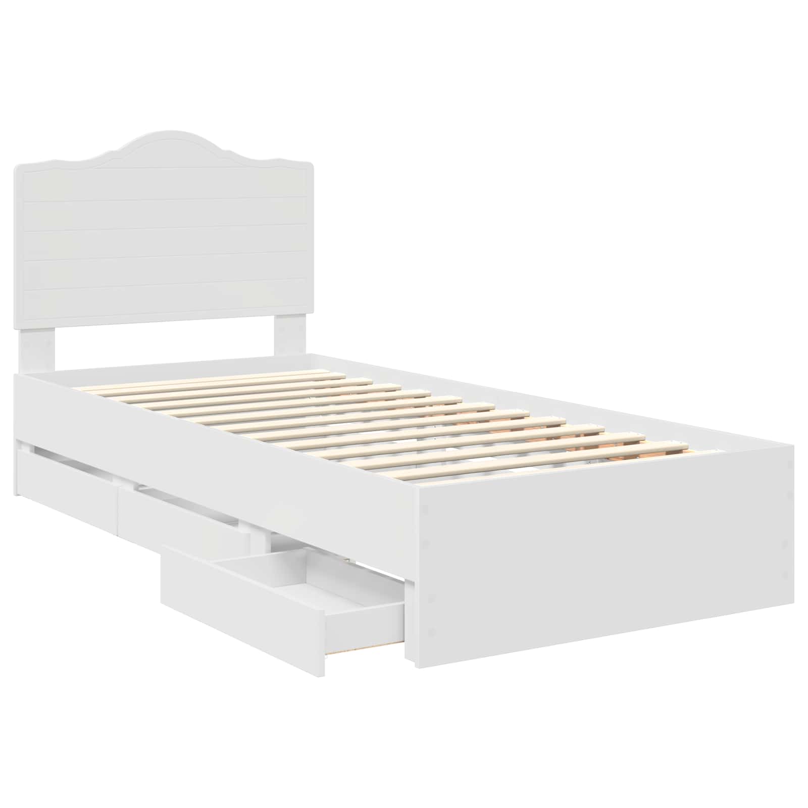 Bedframe met lade met hoofdeinde Wit 75 x 190 cm Ingenieurshout is nu te koop bij PeponiXL, paradijselijk wonen!
