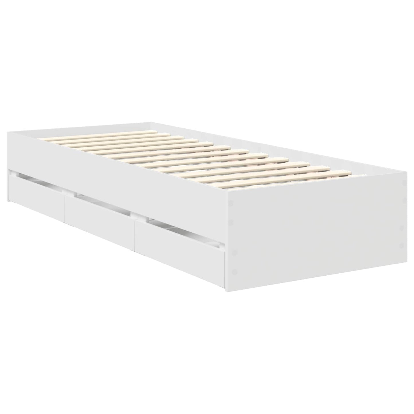 Bedframe met lade met hoofdeinde Wit 75 x 190 cm Ingenieurshout is nu te koop bij PeponiXL, paradijselijk wonen!