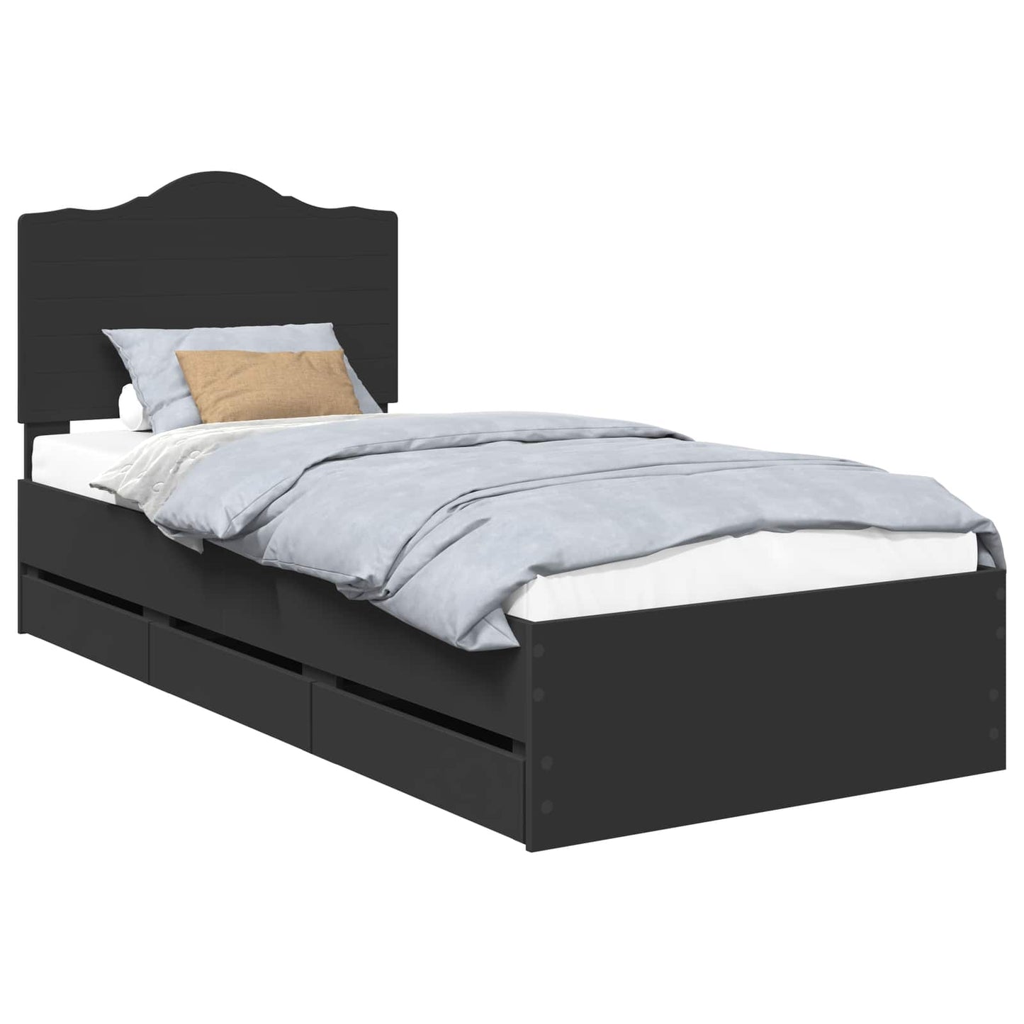 Bedframe met lade met opslag Zwart 75 x 190 cm Ingenieurshout is nu te koop bij PeponiXL, paradijselijk wonen!