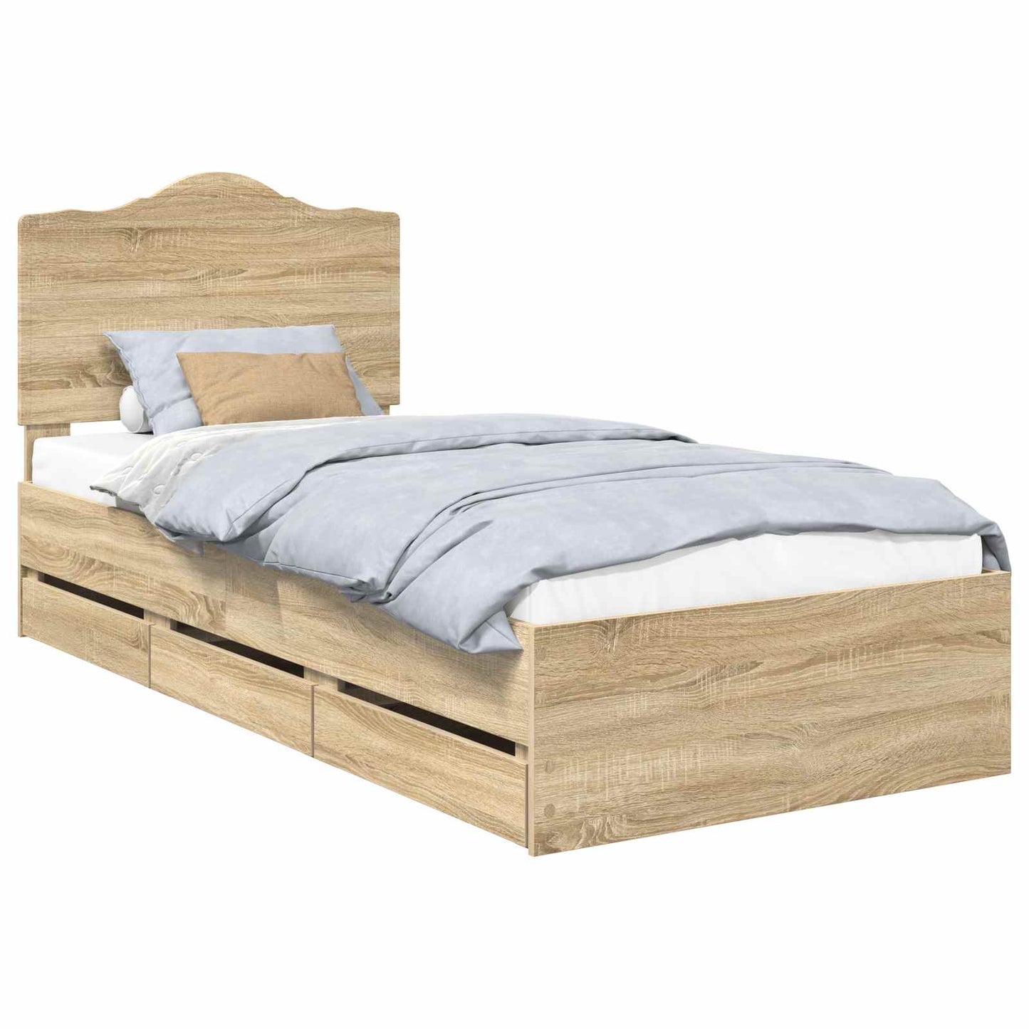 Bedframe met lade Sonoma Eiken 75 x 190 cm Ingenieurshout is nu te koop bij PeponiXL, paradijselijk wonen!