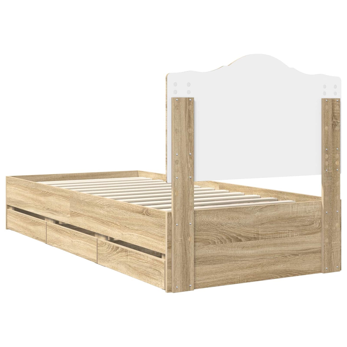 Bedframe met lade Sonoma Eiken 75 x 190 cm Ingenieurshout is nu te koop bij PeponiXL, paradijselijk wonen!