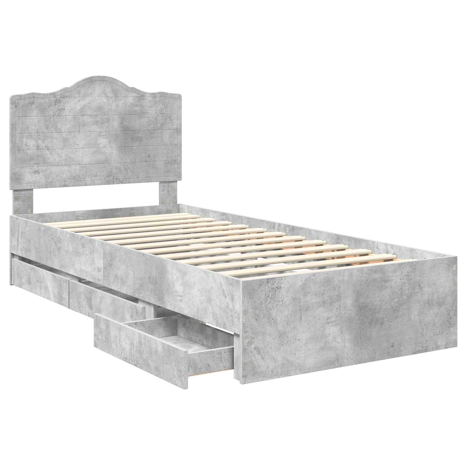 Bedframe met lade Beton Grijs 75 x 190 cm Ingenieurshout is nu te koop bij PeponiXL, paradijselijk wonen!