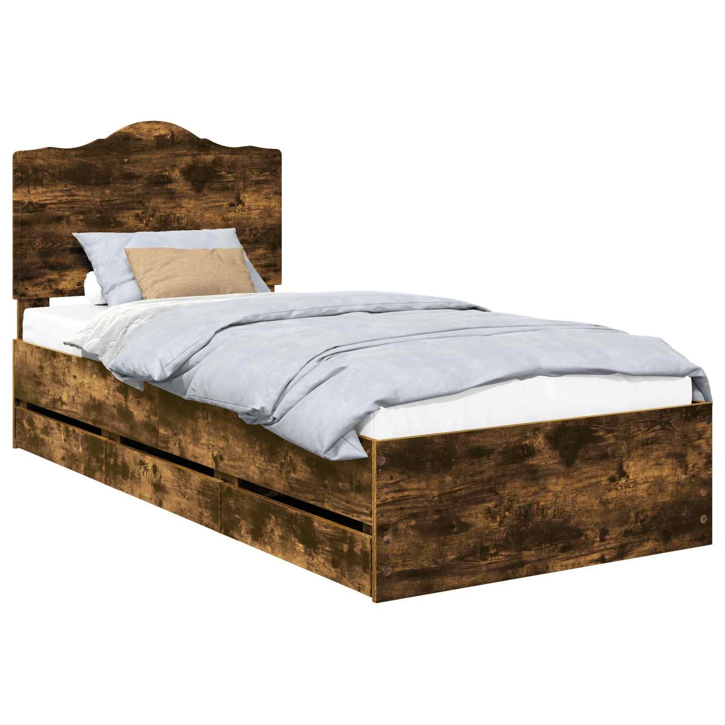 Bedframe met lade Gerookte Eik 75 x 190 cm Ingenieurshout is nu te koop bij PeponiXL, paradijselijk wonen!