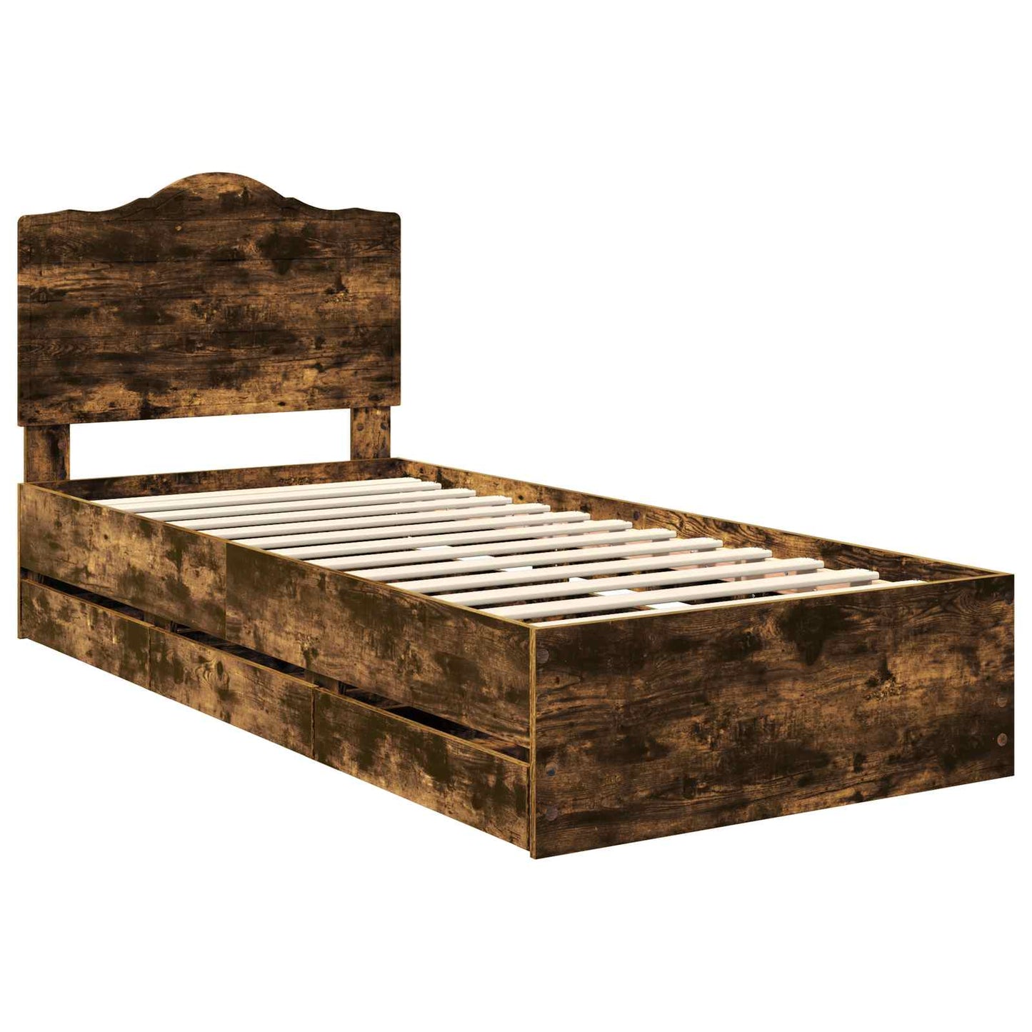 Bedframe met lade Gerookte Eik 75 x 190 cm Ingenieurshout is nu te koop bij PeponiXL, paradijselijk wonen!