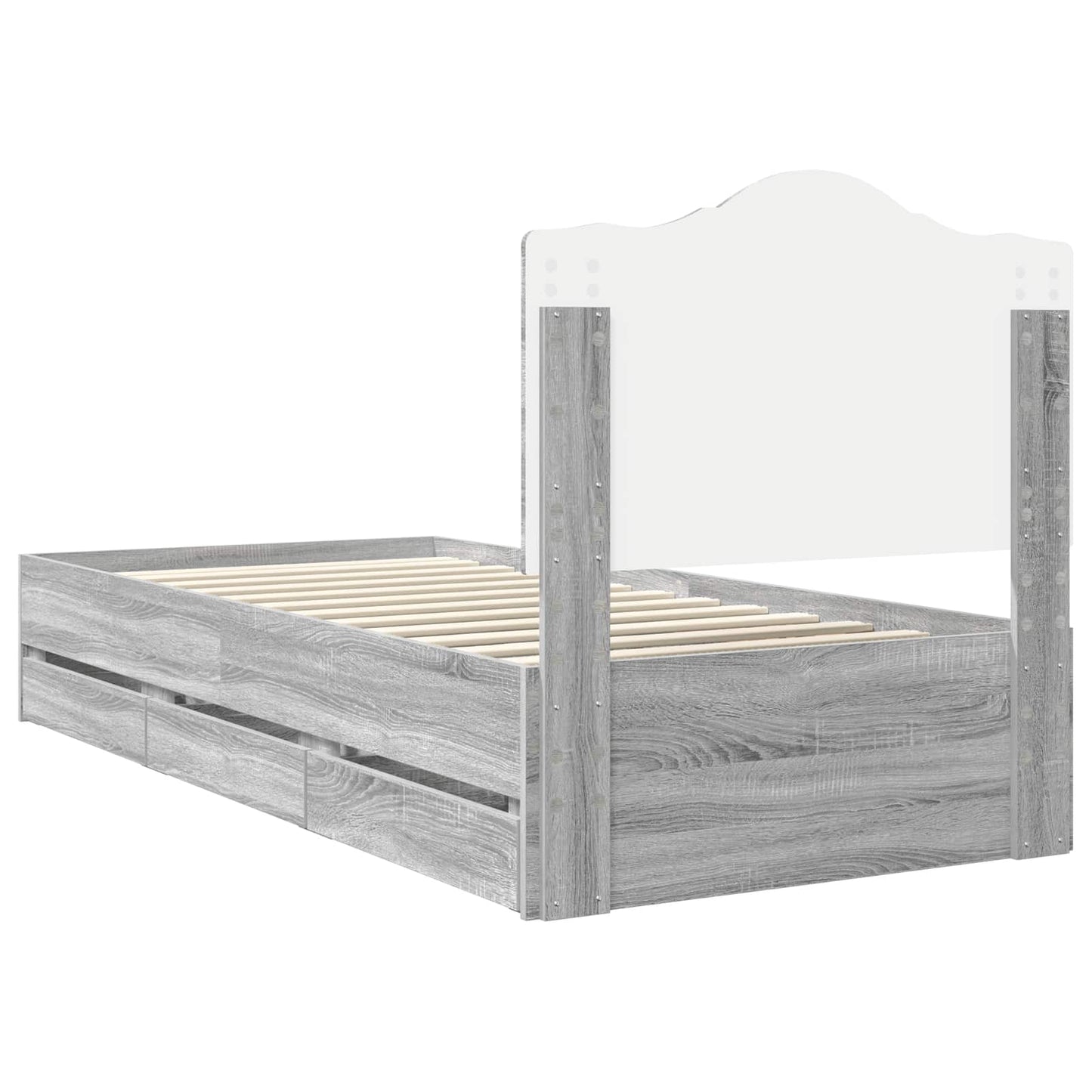 Bedframe met lade Grijze Sonoma 75 x 190 cm Ingenieurshout is nu te koop bij PeponiXL, paradijselijk wonen!