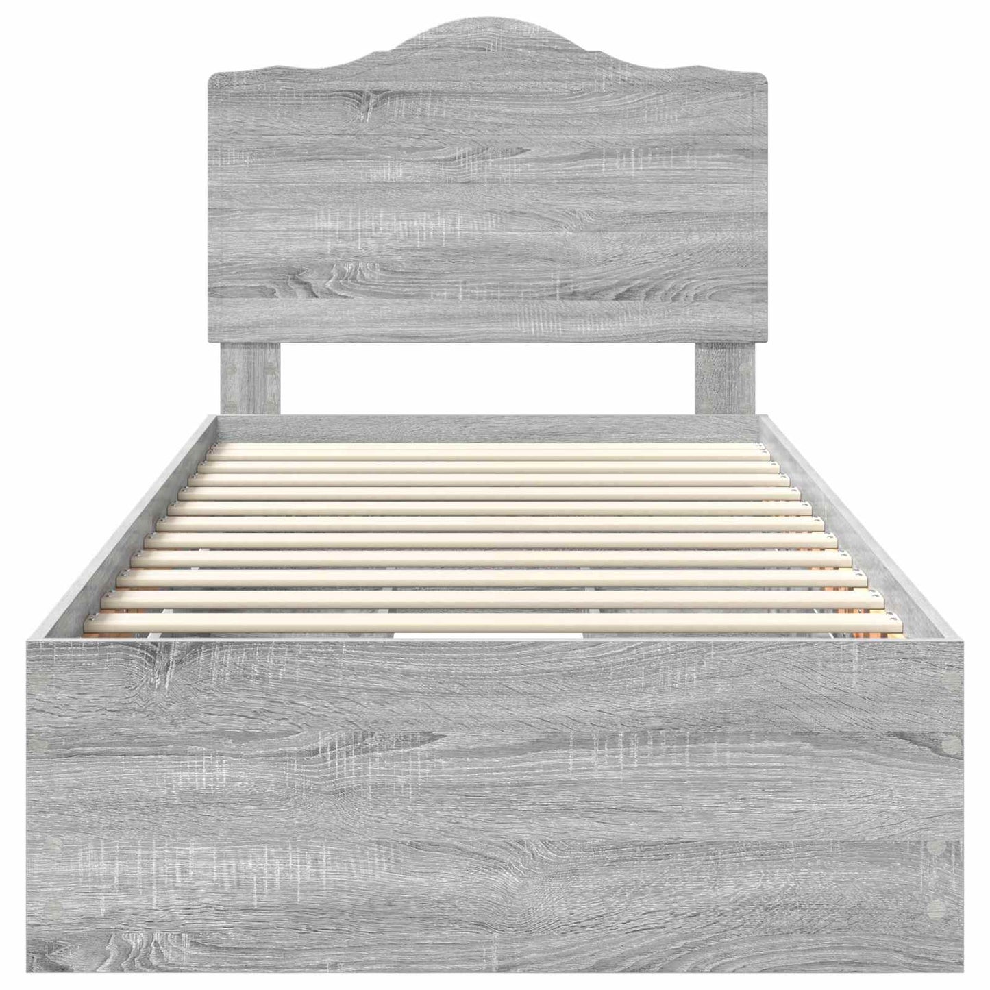 Bedframe met lade Grijze Sonoma 75 x 190 cm Ingenieurshout is nu te koop bij PeponiXL, paradijselijk wonen!