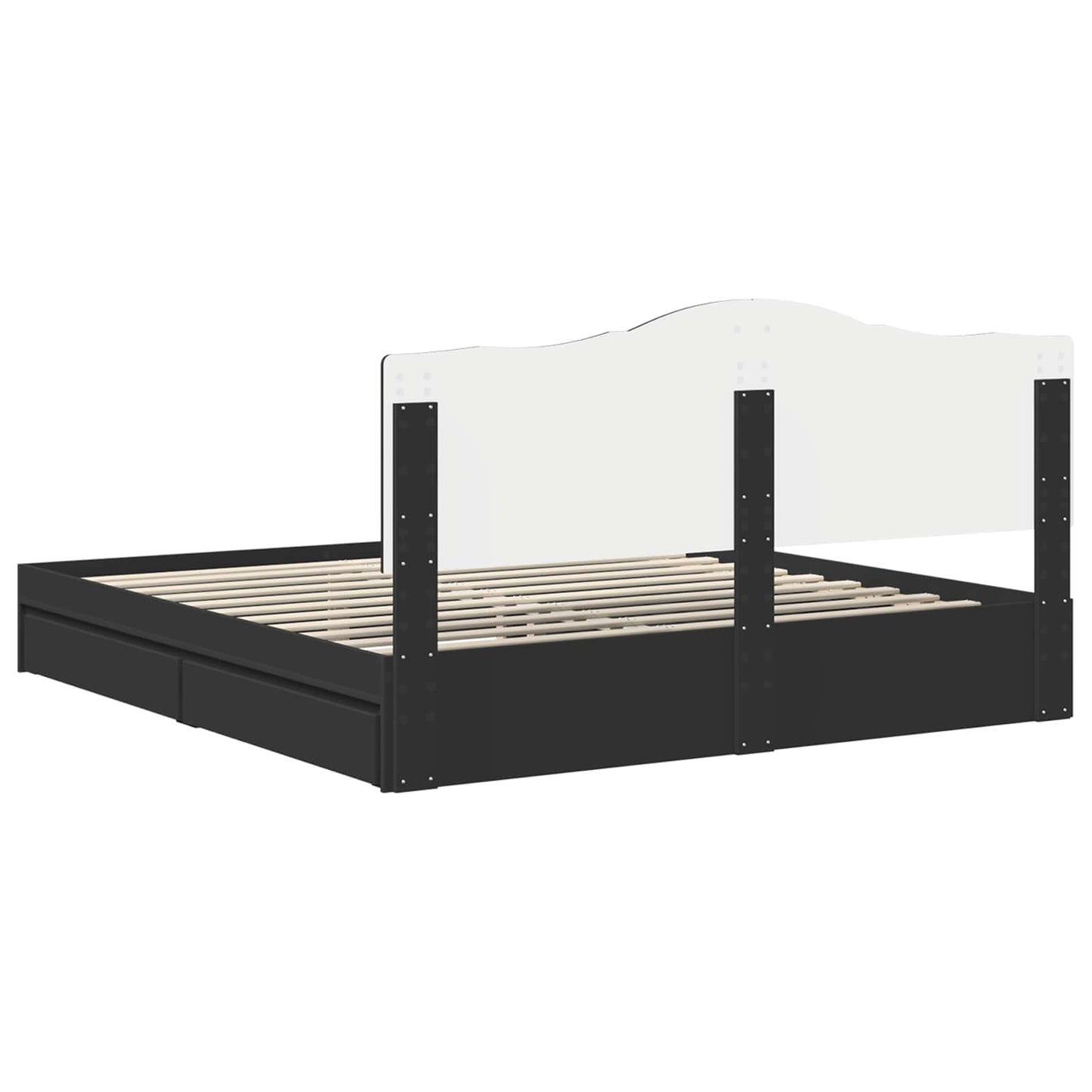 Opslag bed met hoofdeinde Zwart 200 x 200 cm Bewerkt hout is nu te koop bij PeponiXL, paradijselijk wonen!