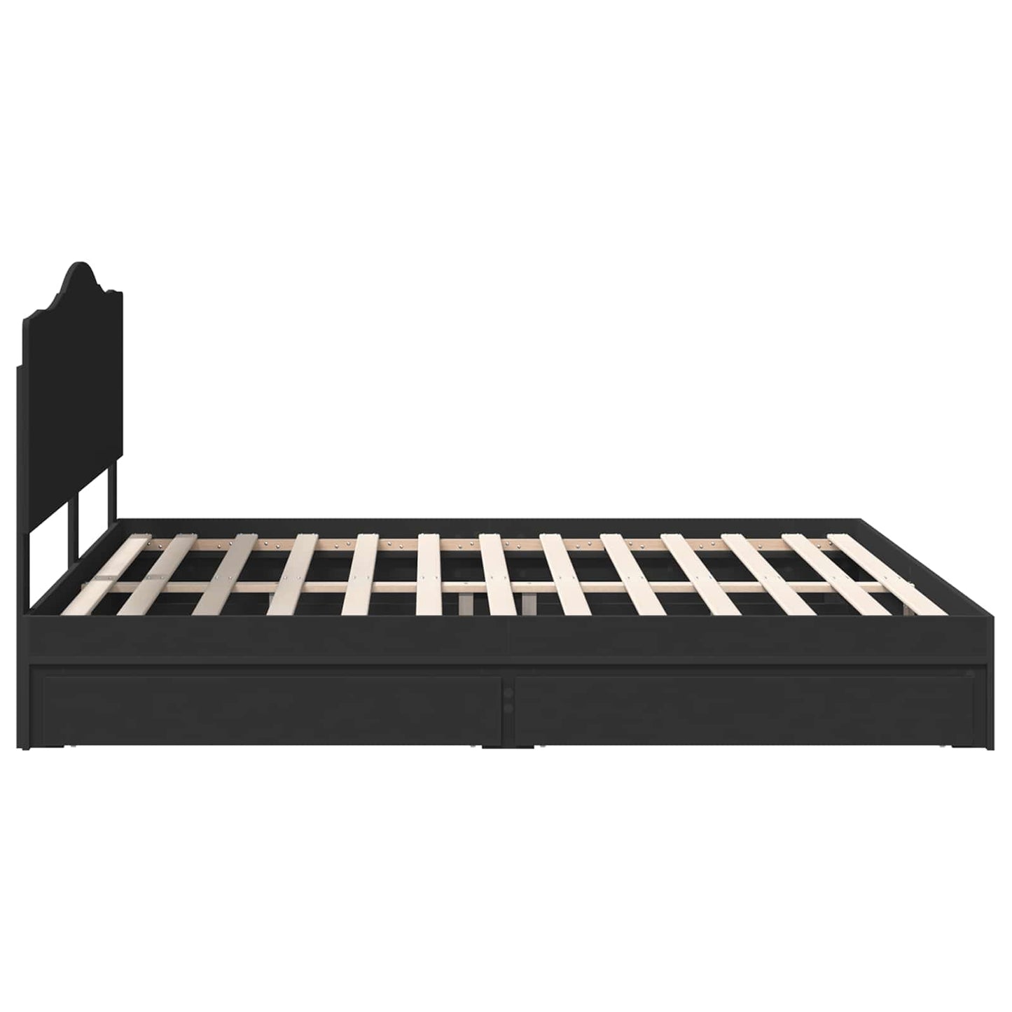 Opslag bed met hoofdeinde Zwart 200 x 200 cm Bewerkt hout is nu te koop bij PeponiXL, paradijselijk wonen!