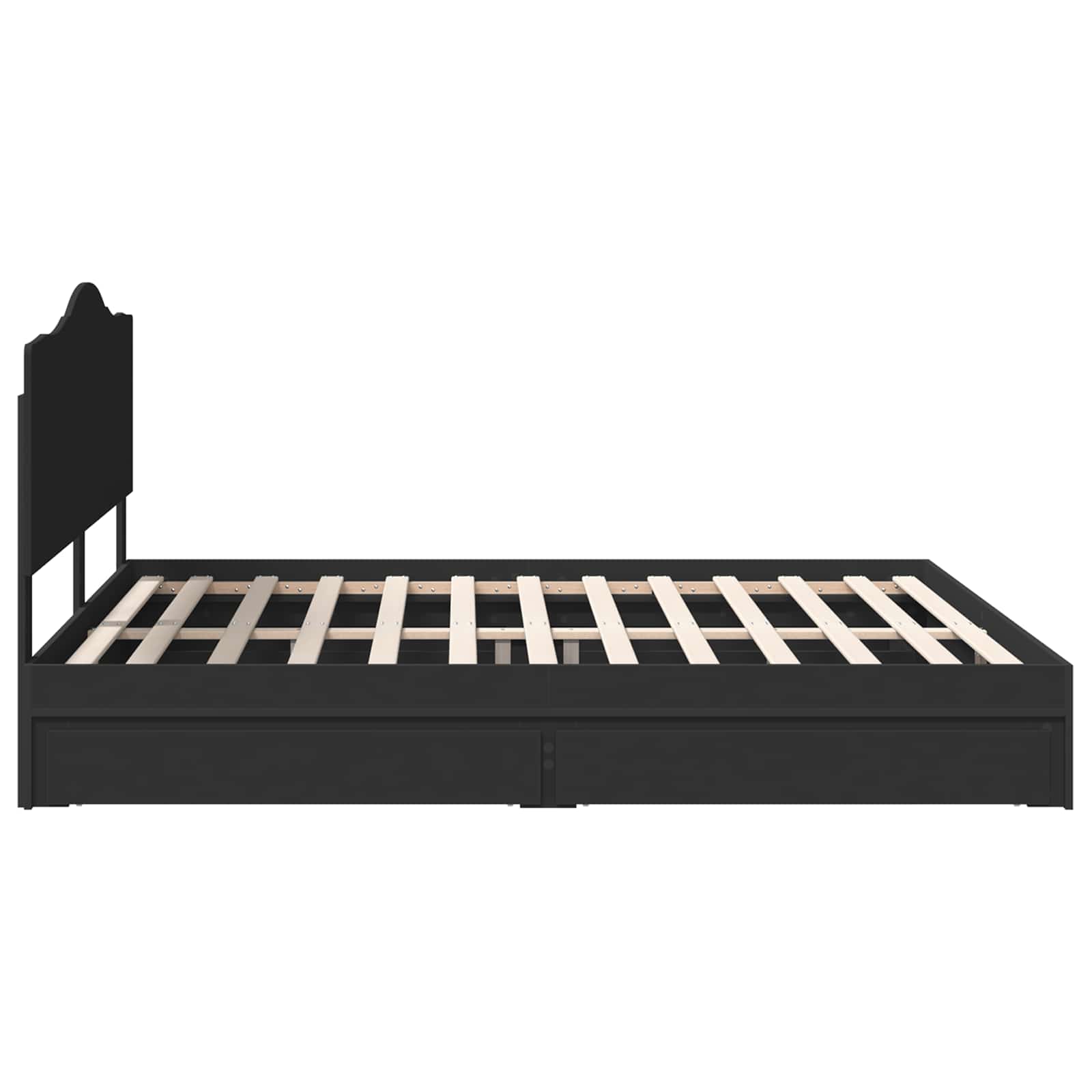 Opslag bed met hoofdeinde Zwart 200 x 200 cm Bewerkt hout is nu te koop bij PeponiXL, paradijselijk wonen!