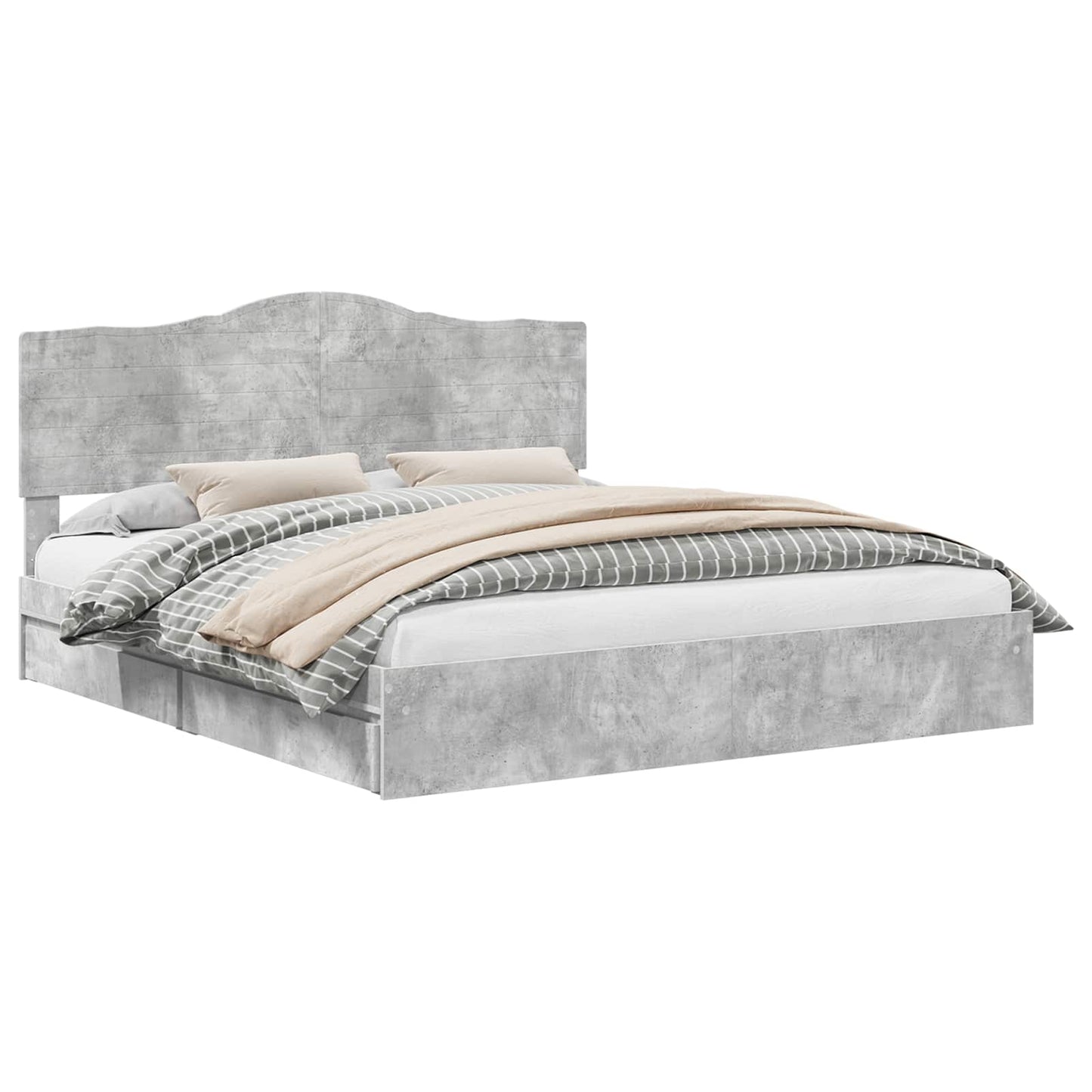 Opslag bed met hoofdeinde Beton Grijs 200 x 200 cm Bewerkt hout is nu te koop bij PeponiXL, paradijselijk wonen!