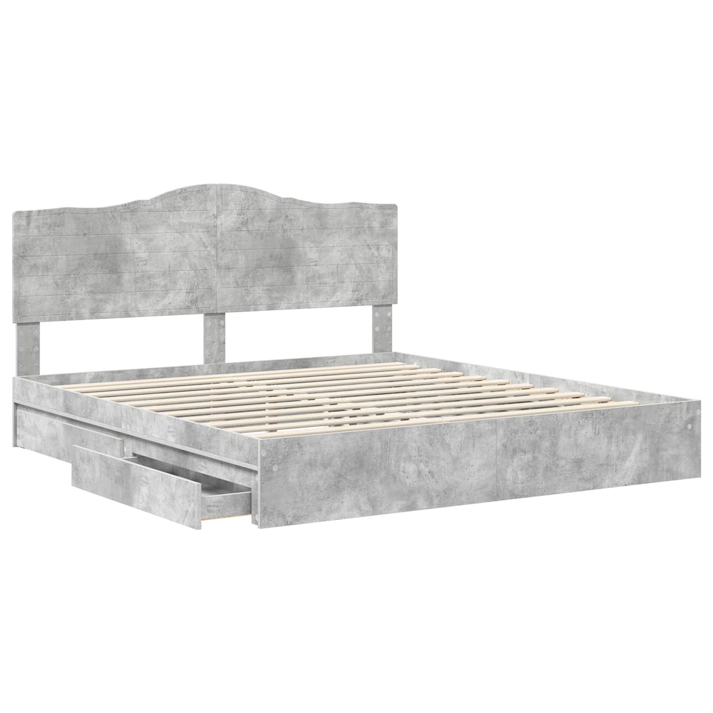 Opslag bed met hoofdeinde Beton Grijs 200 x 200 cm Bewerkt hout is nu te koop bij PeponiXL, paradijselijk wonen!